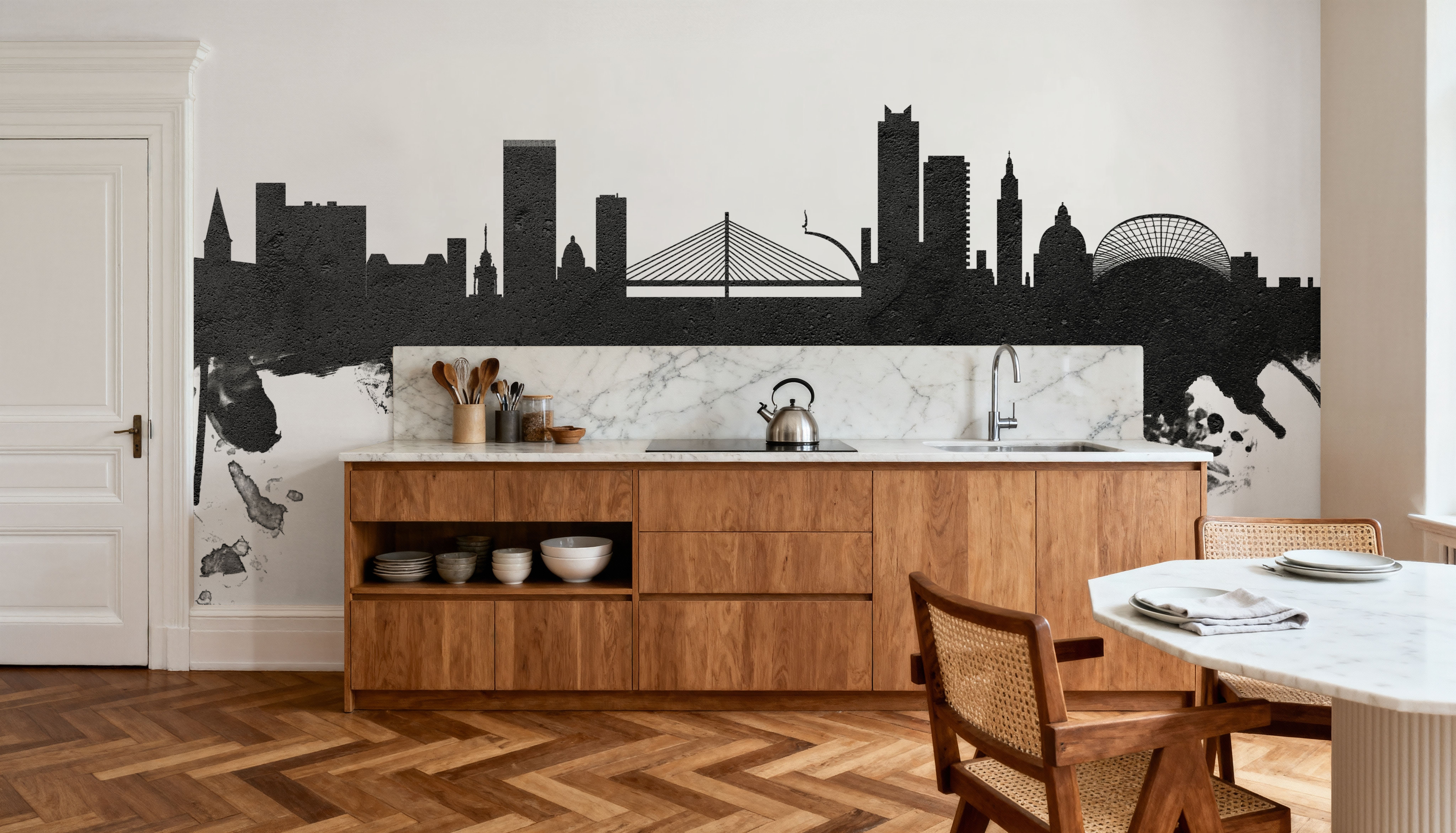 Liege Belgium Skyline Black & White