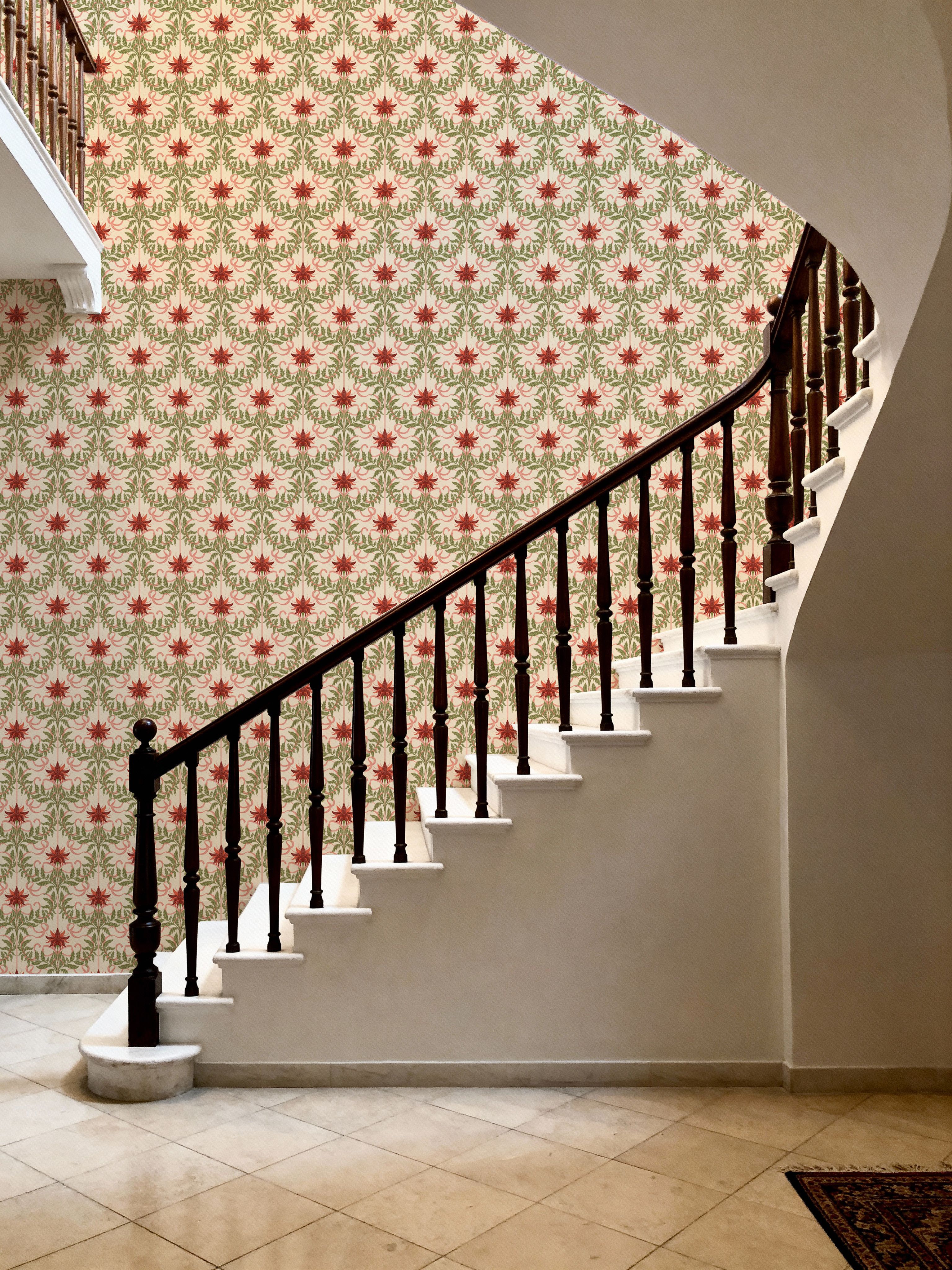 Floral Damask & Bows, Coral