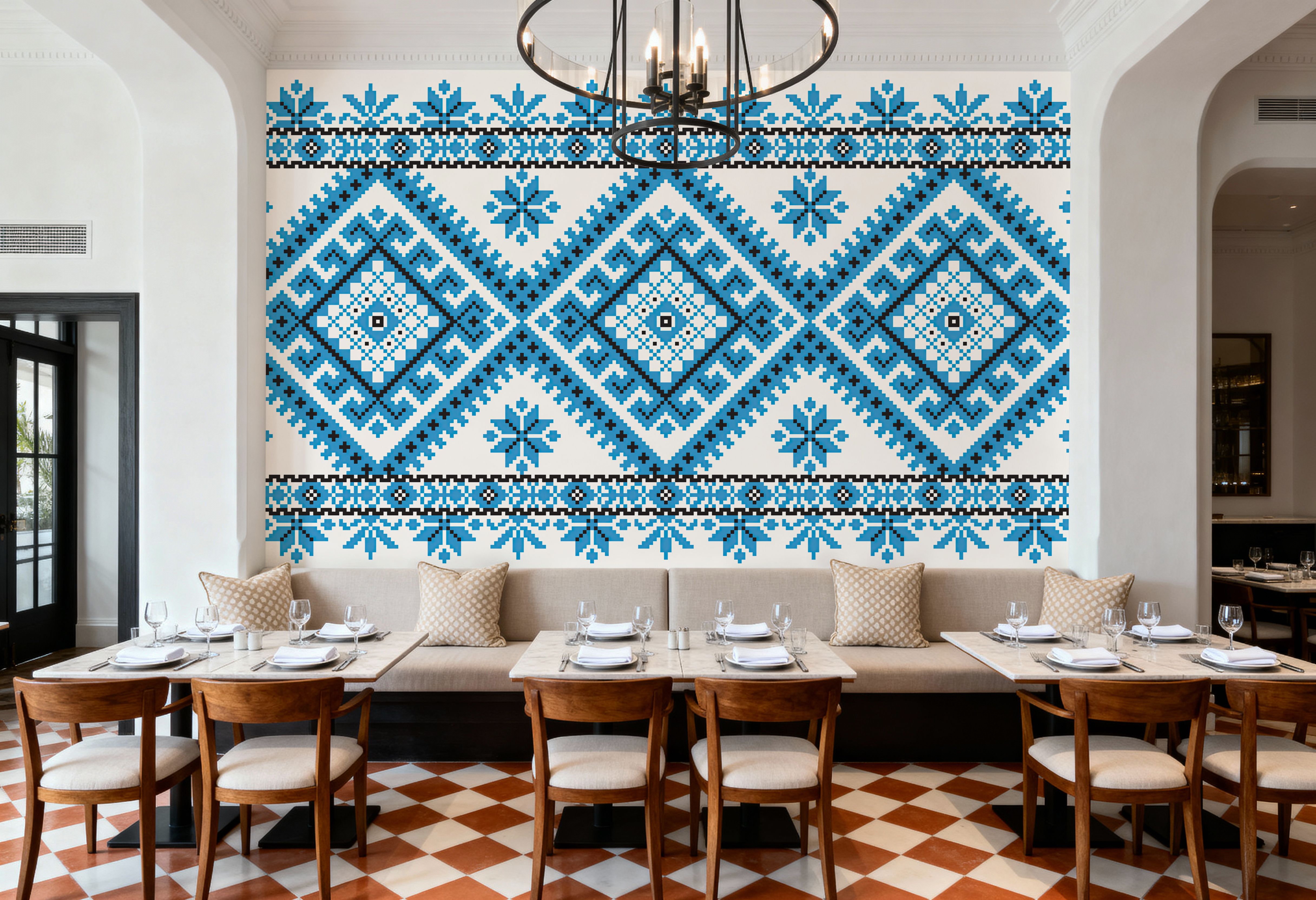 Pixel Embroidery Blue