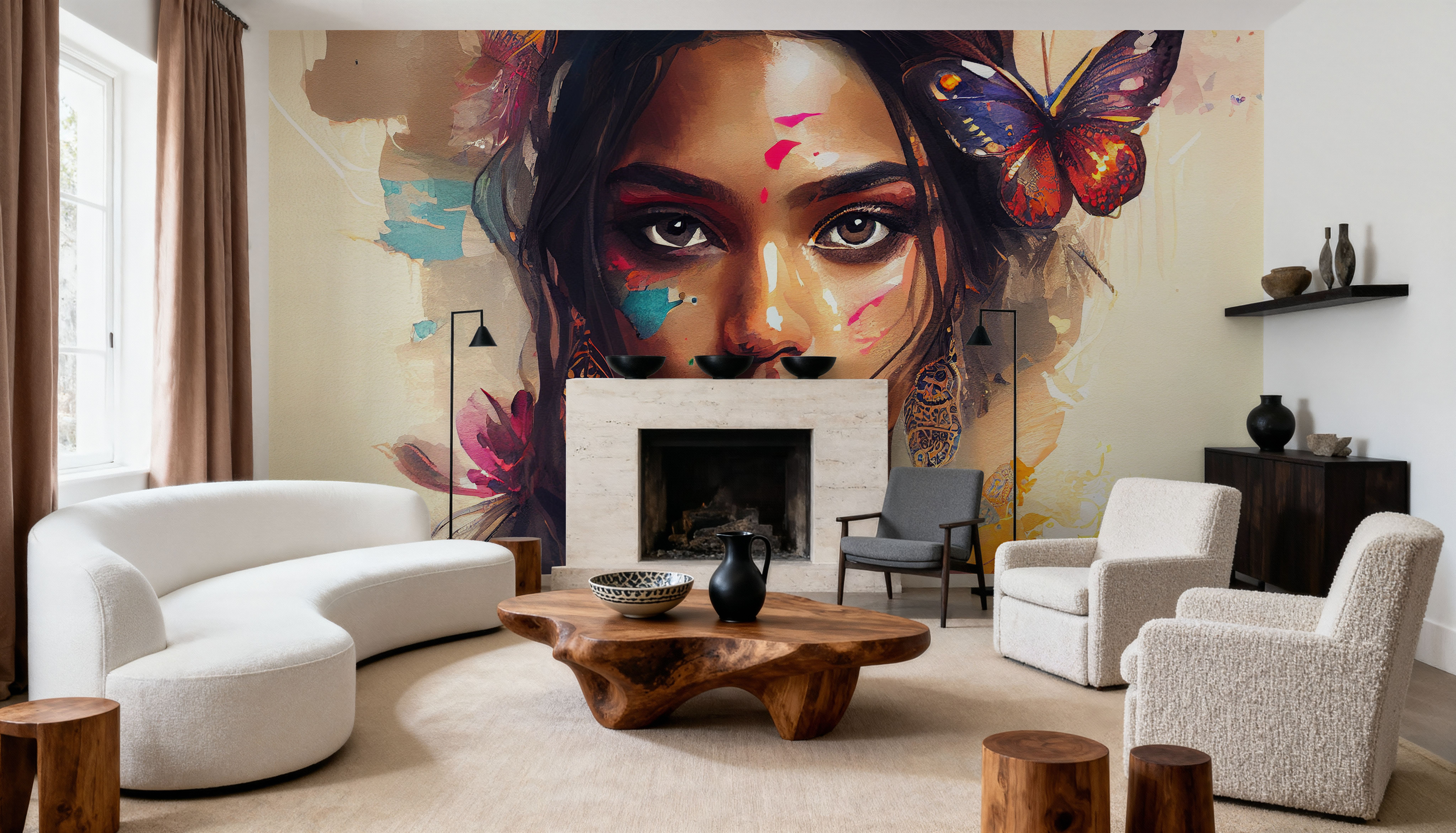 Watercolor Butterfly Woman