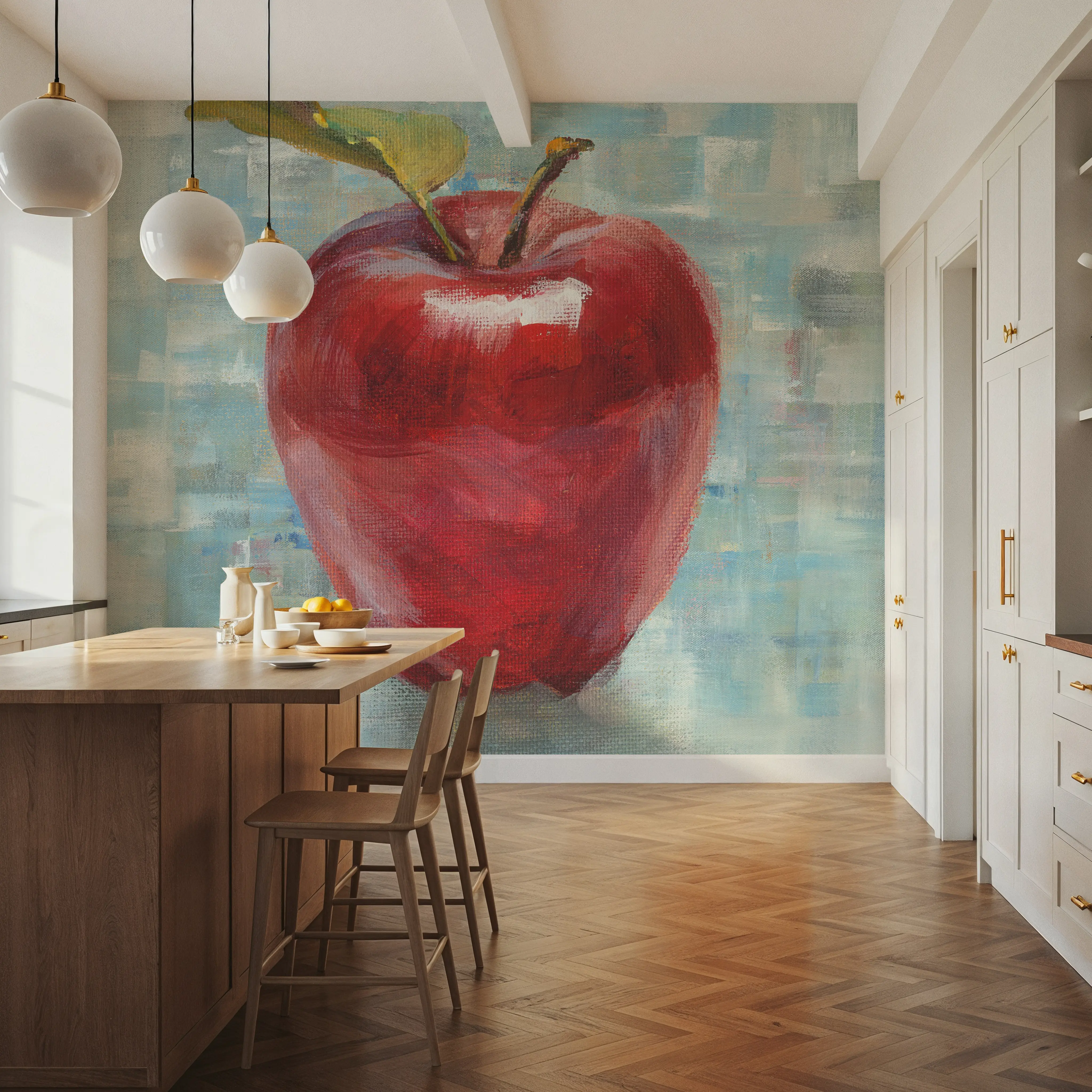 Papier Peint Panoramique - Abstract Apple - Contemporain Nature - Rouge - Salon - Wallism Belgique - Encollage au mur ou Autocollant