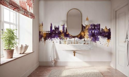 Málaga Spain Skyline Purple & Gold