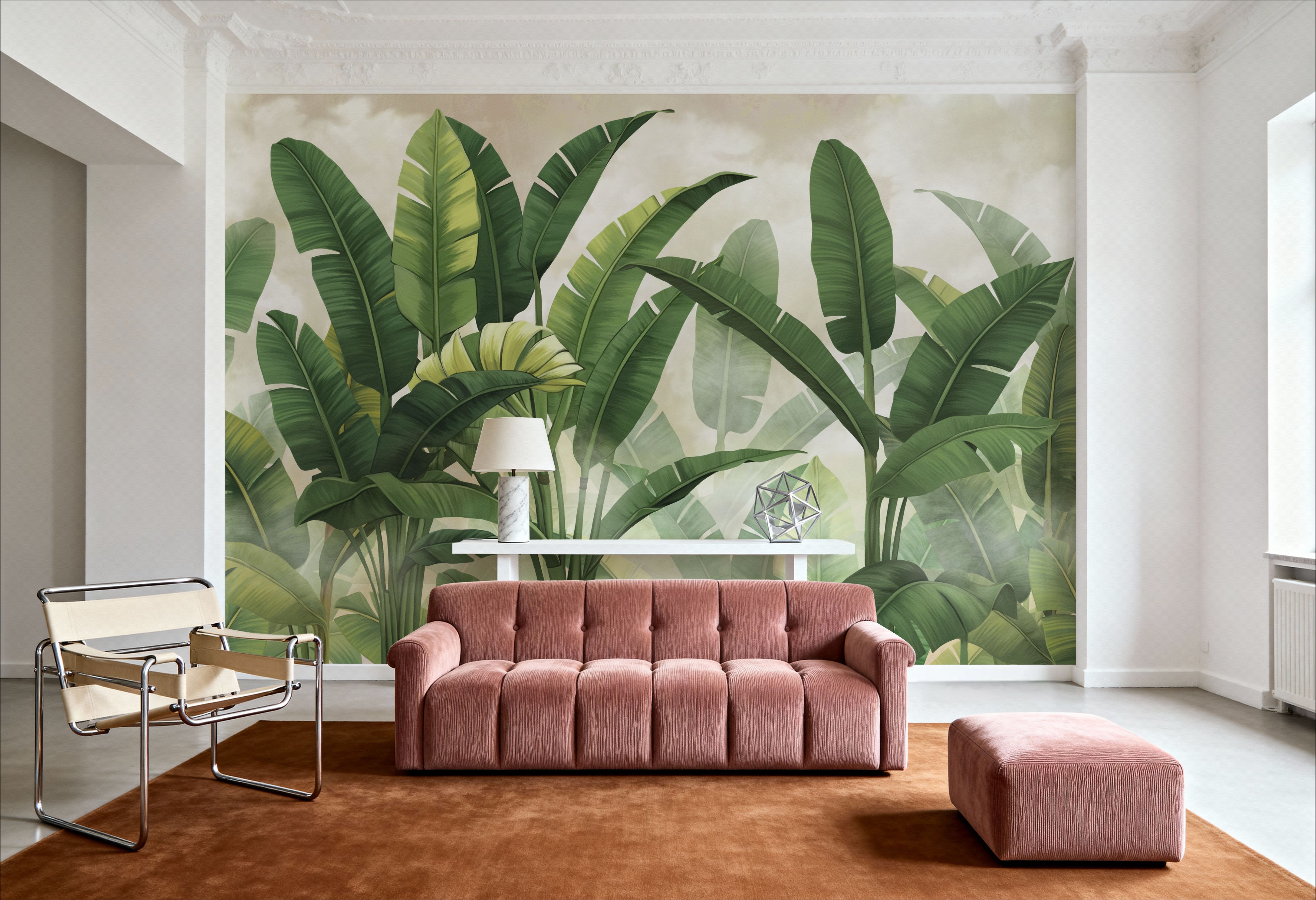 Banana Palms, Bright Green, Wallpaper