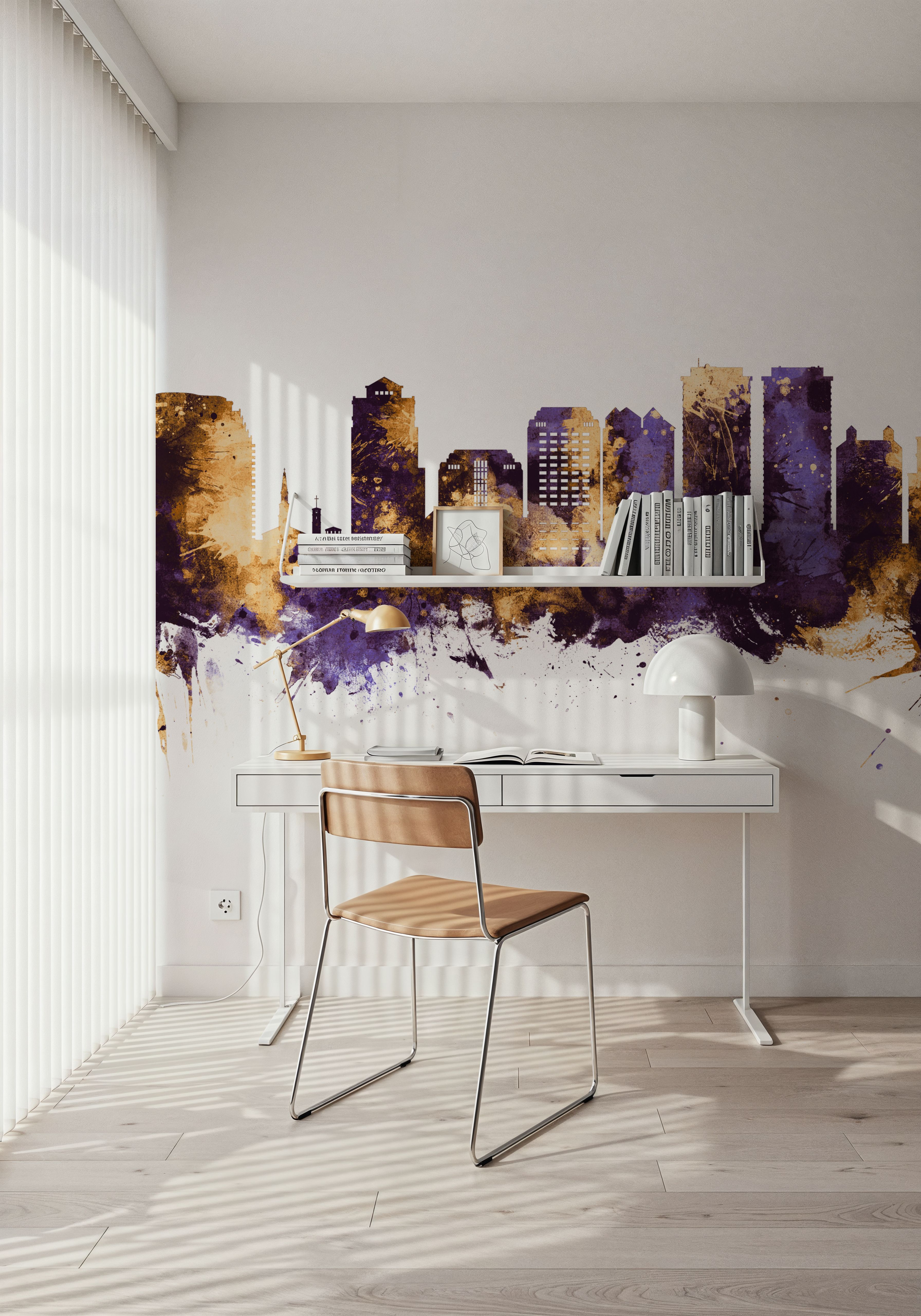 West Palm Beach Florida Skyline Purple & Gold