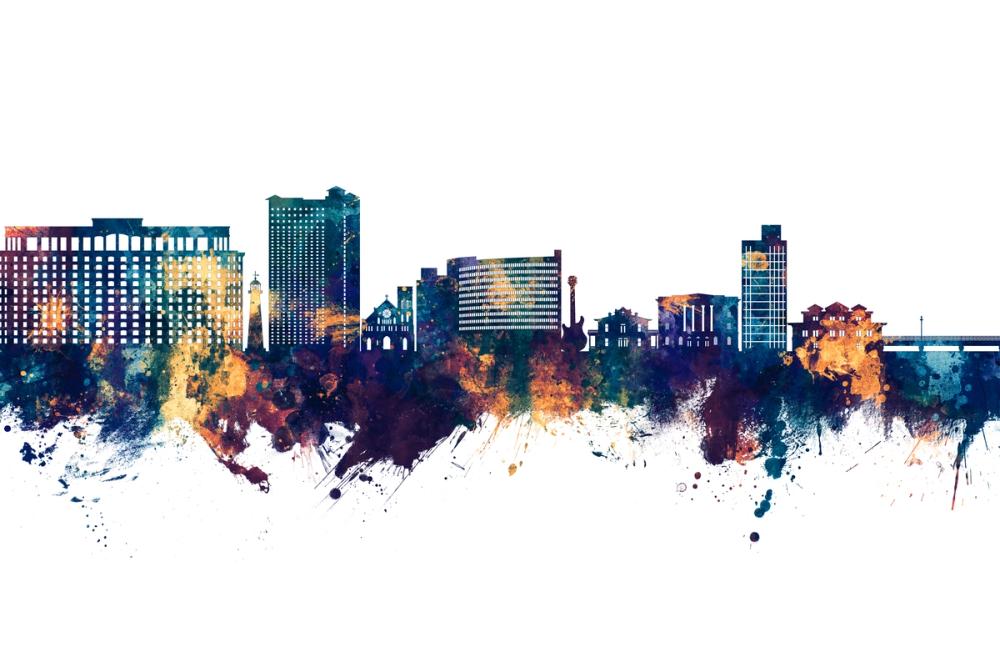 Biloxi Mississippi Skyline Blue & Bronze