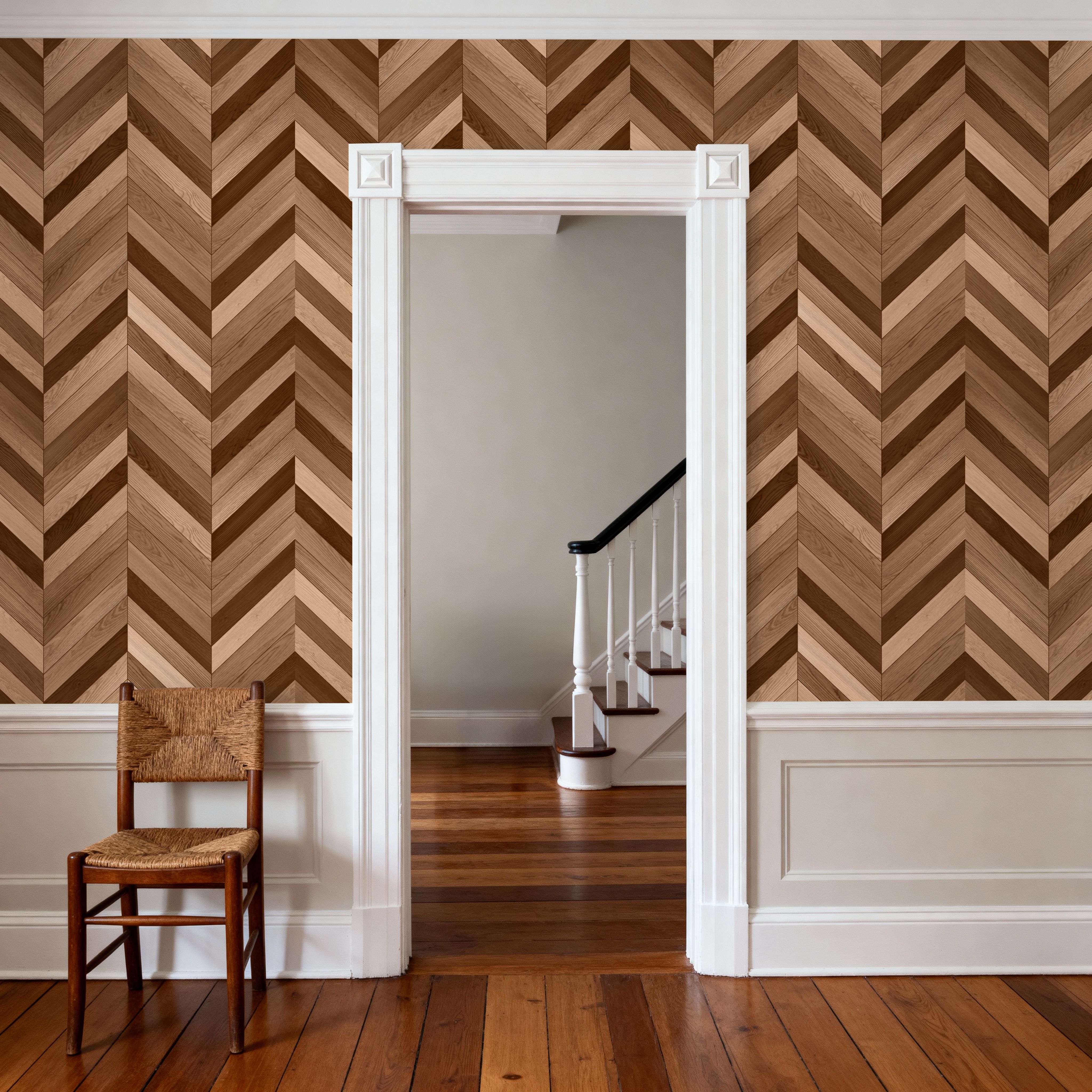 Chevron Wood, Walnut and Oak