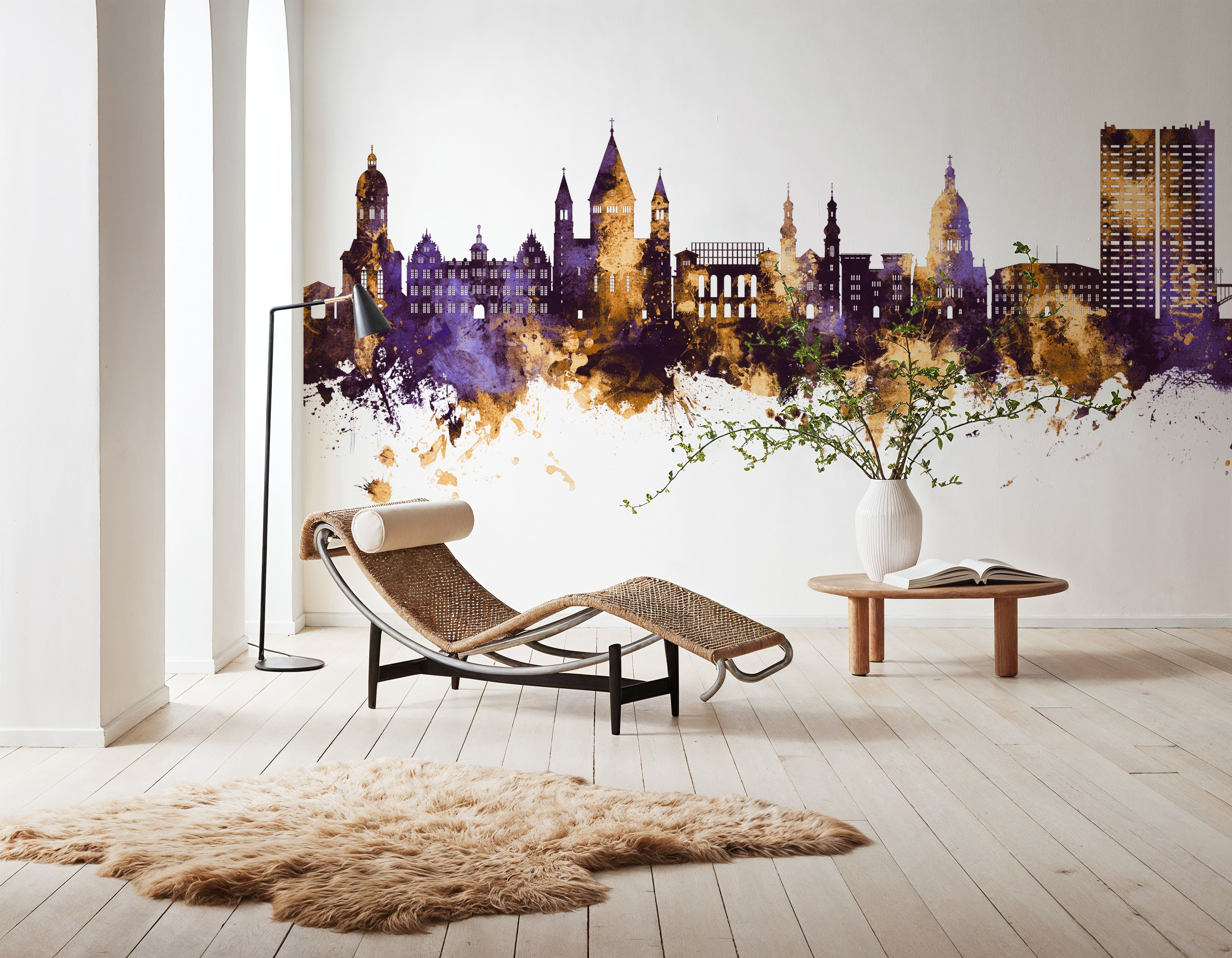 Mainz Germany Skyline Purple & Gold