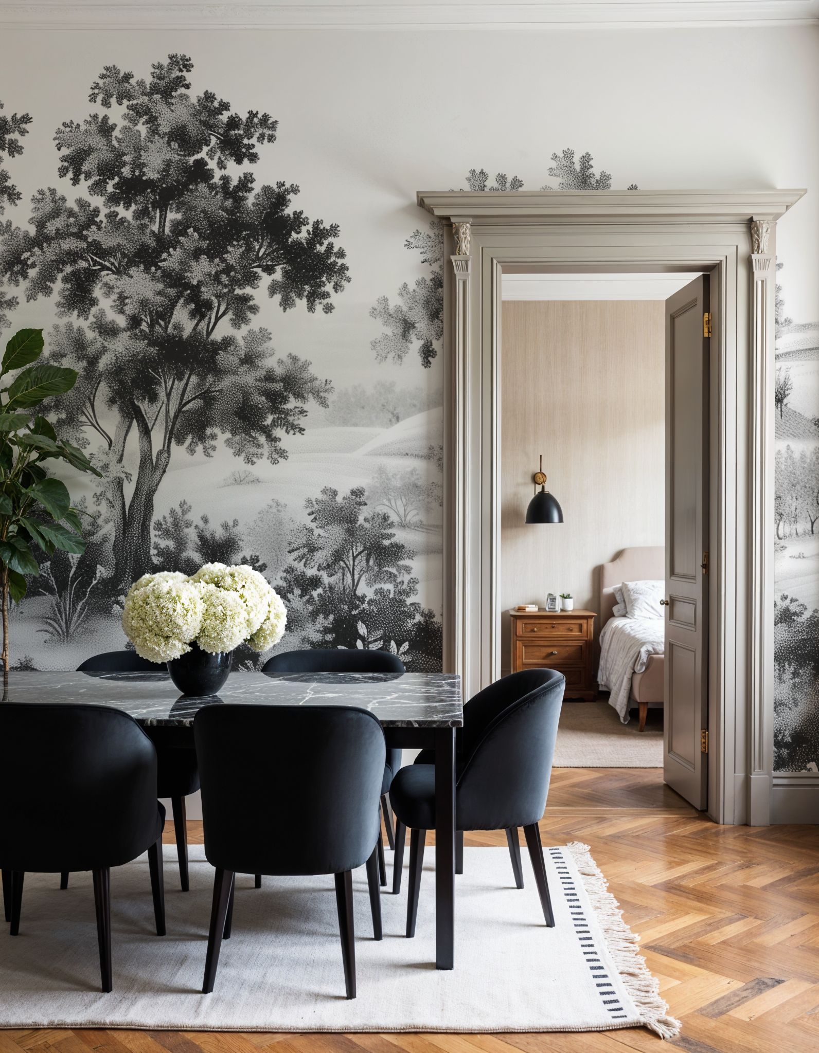 Pastoral Toile, Black & White