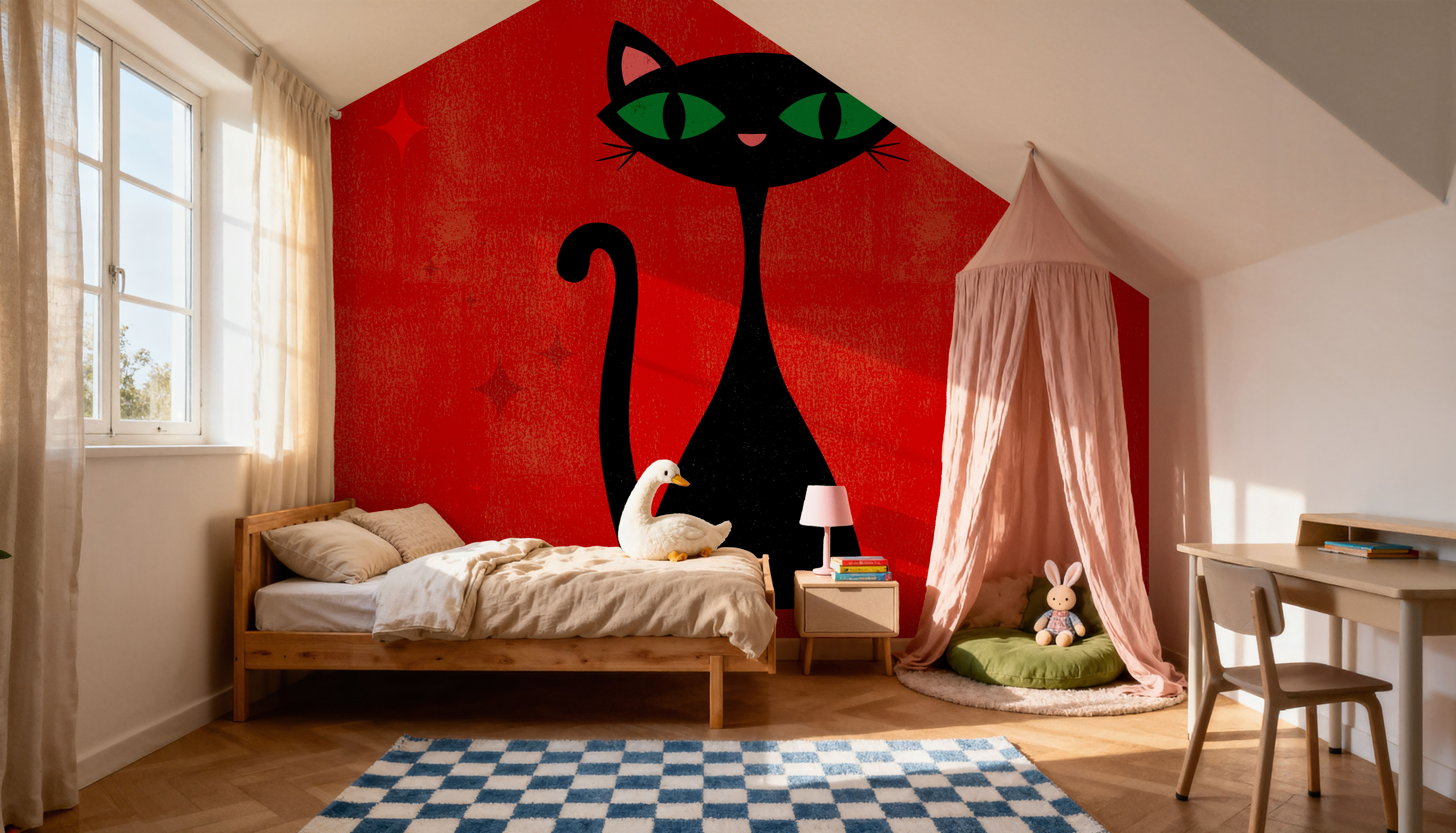 Retro Cat, Red