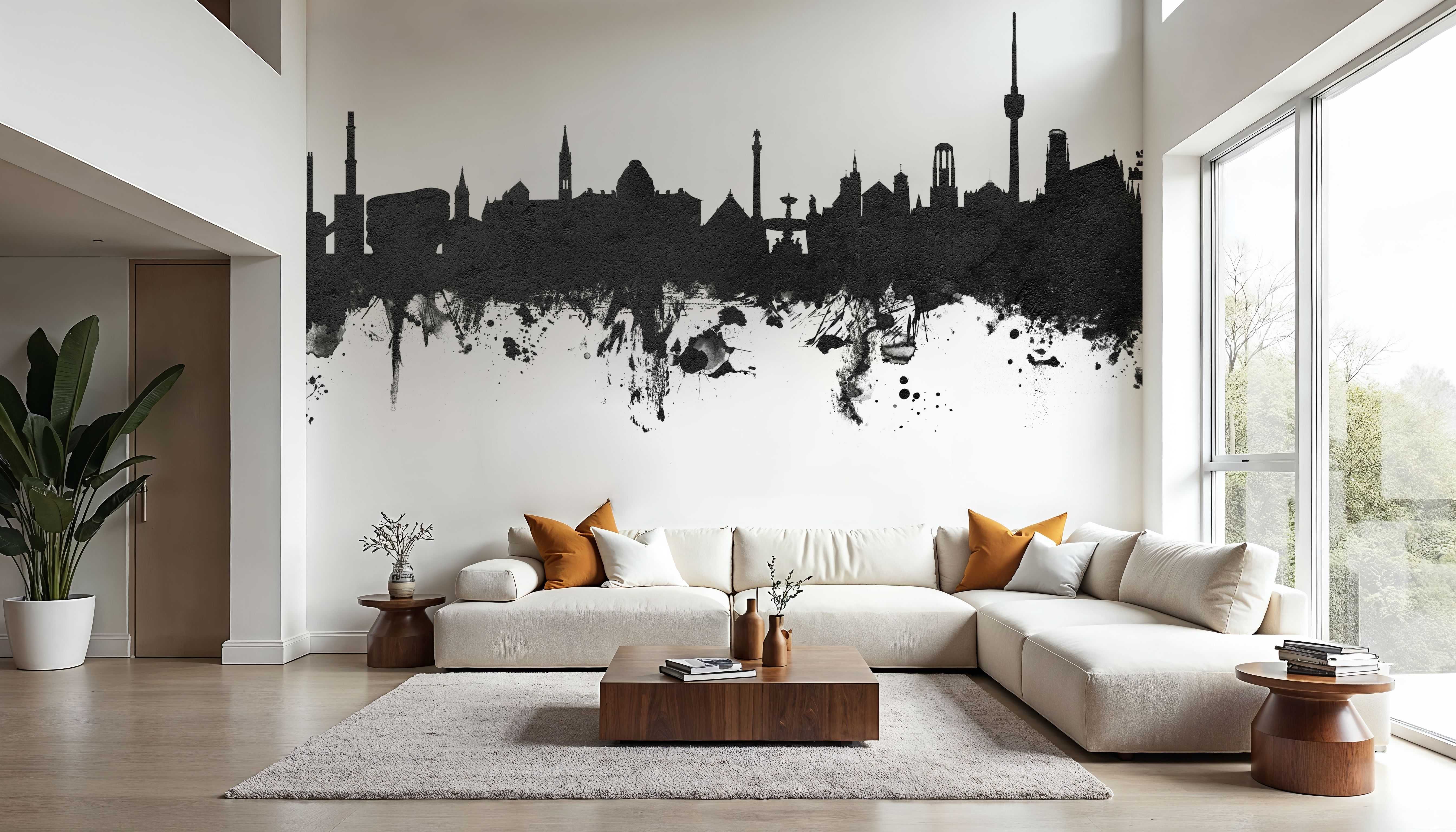 Stuttgart Germany Skyline Black & White