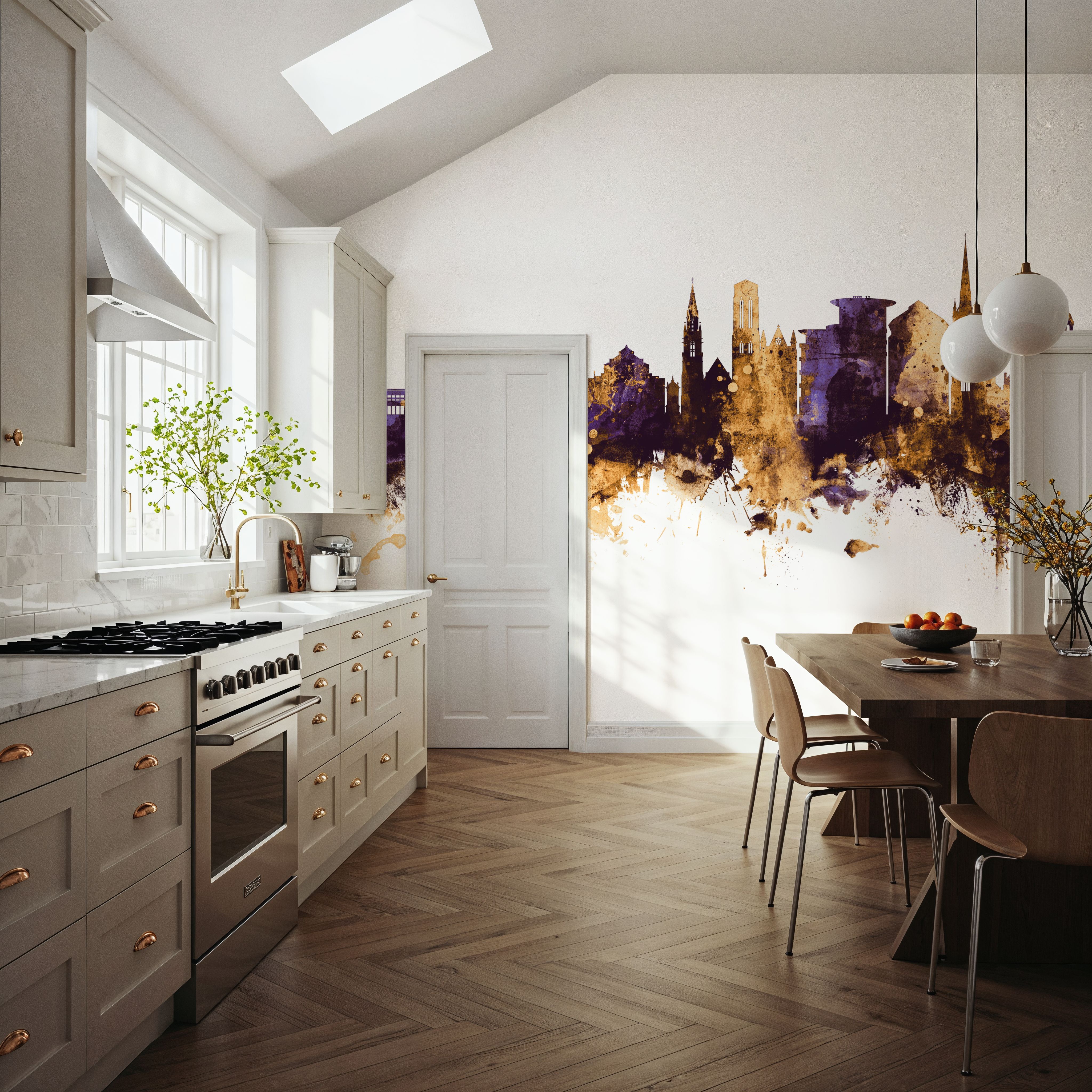 Bournemouth England Skyline Purple & Gold