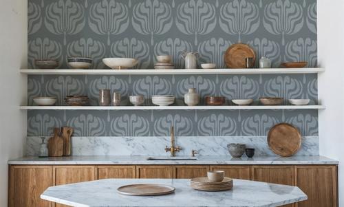 Fan Damask Blue