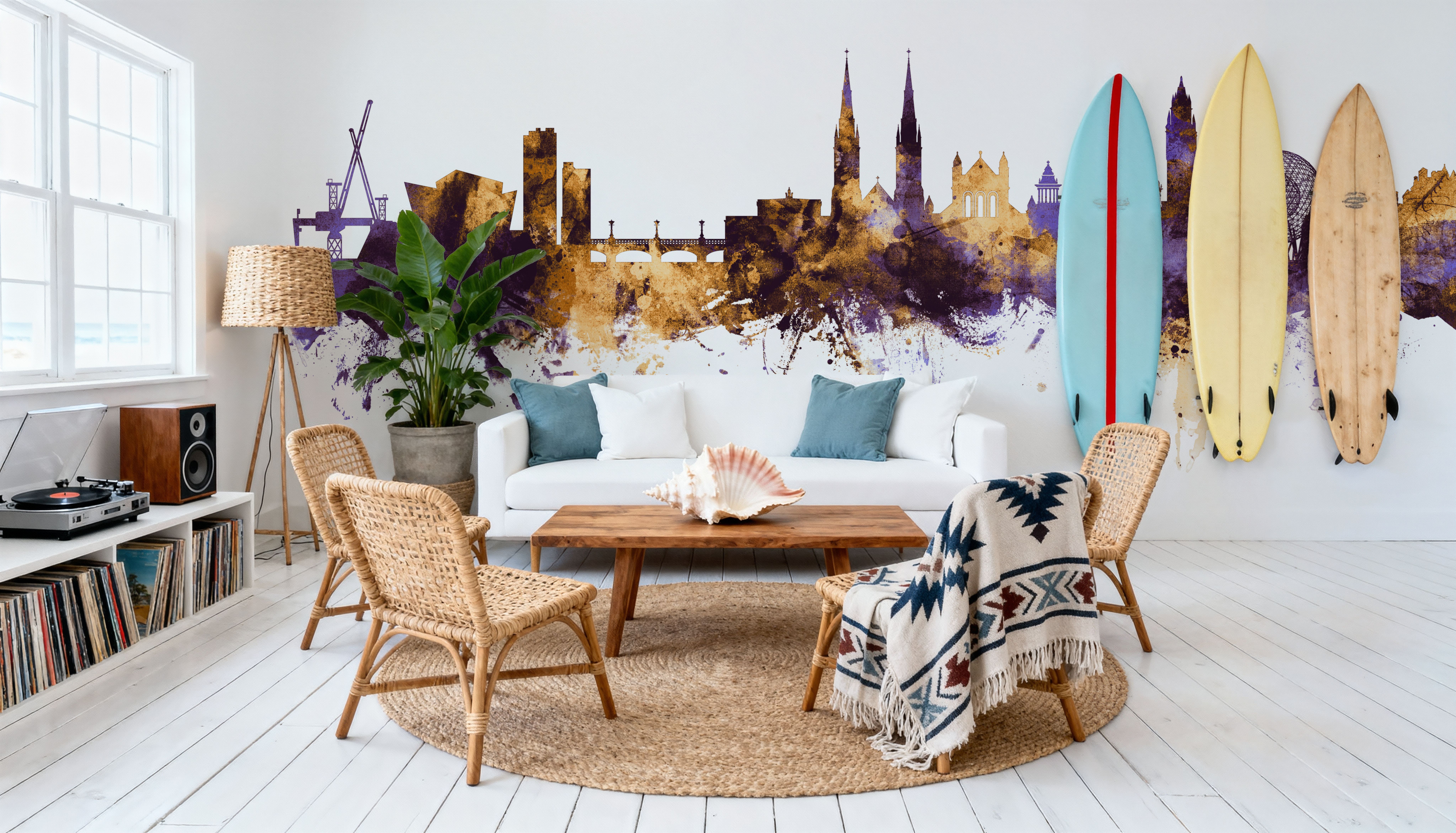 Belfast Northern Ireland Skyline Purple & Gold