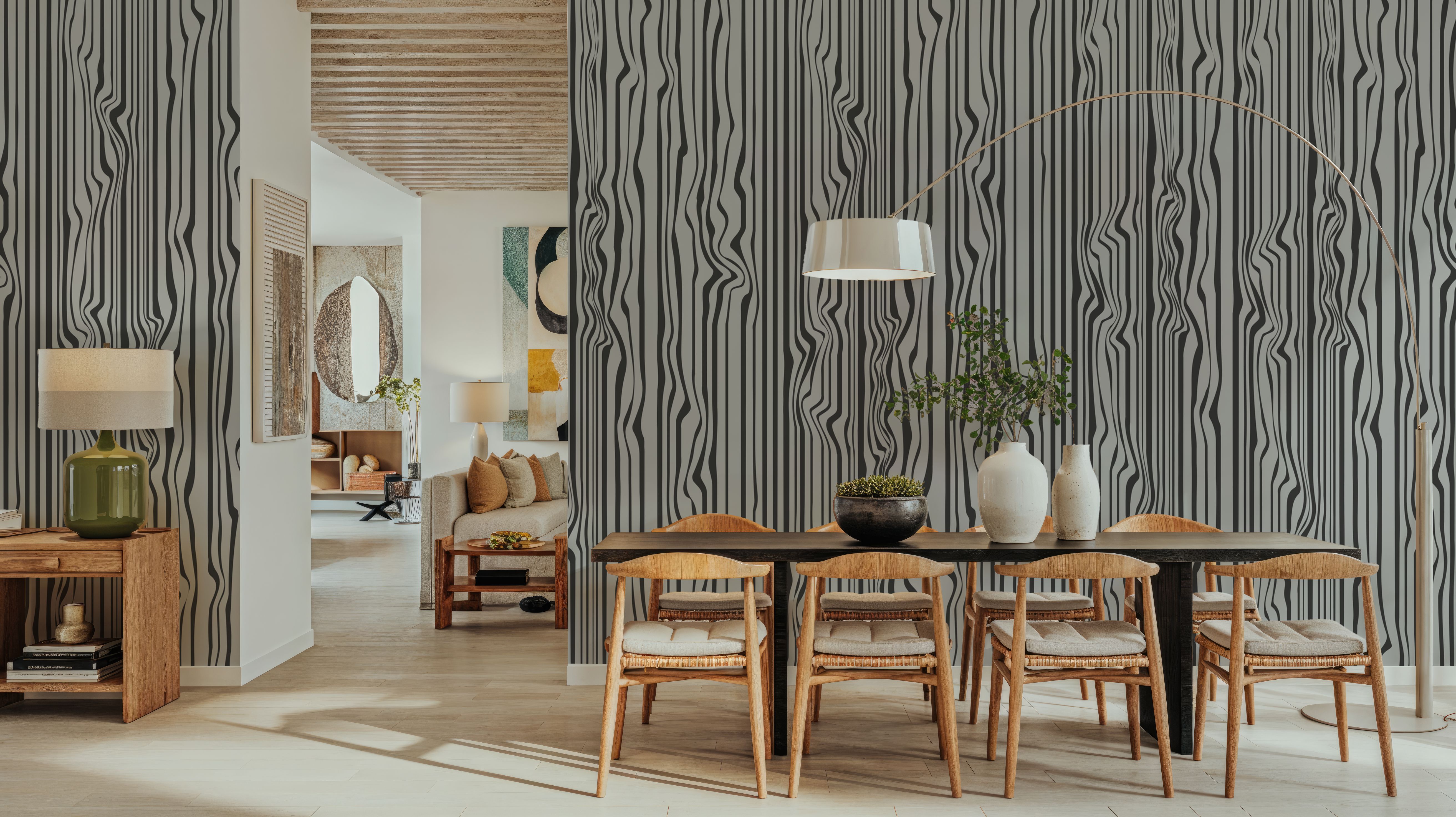 Veneer Lines, Slate, Wallpaper