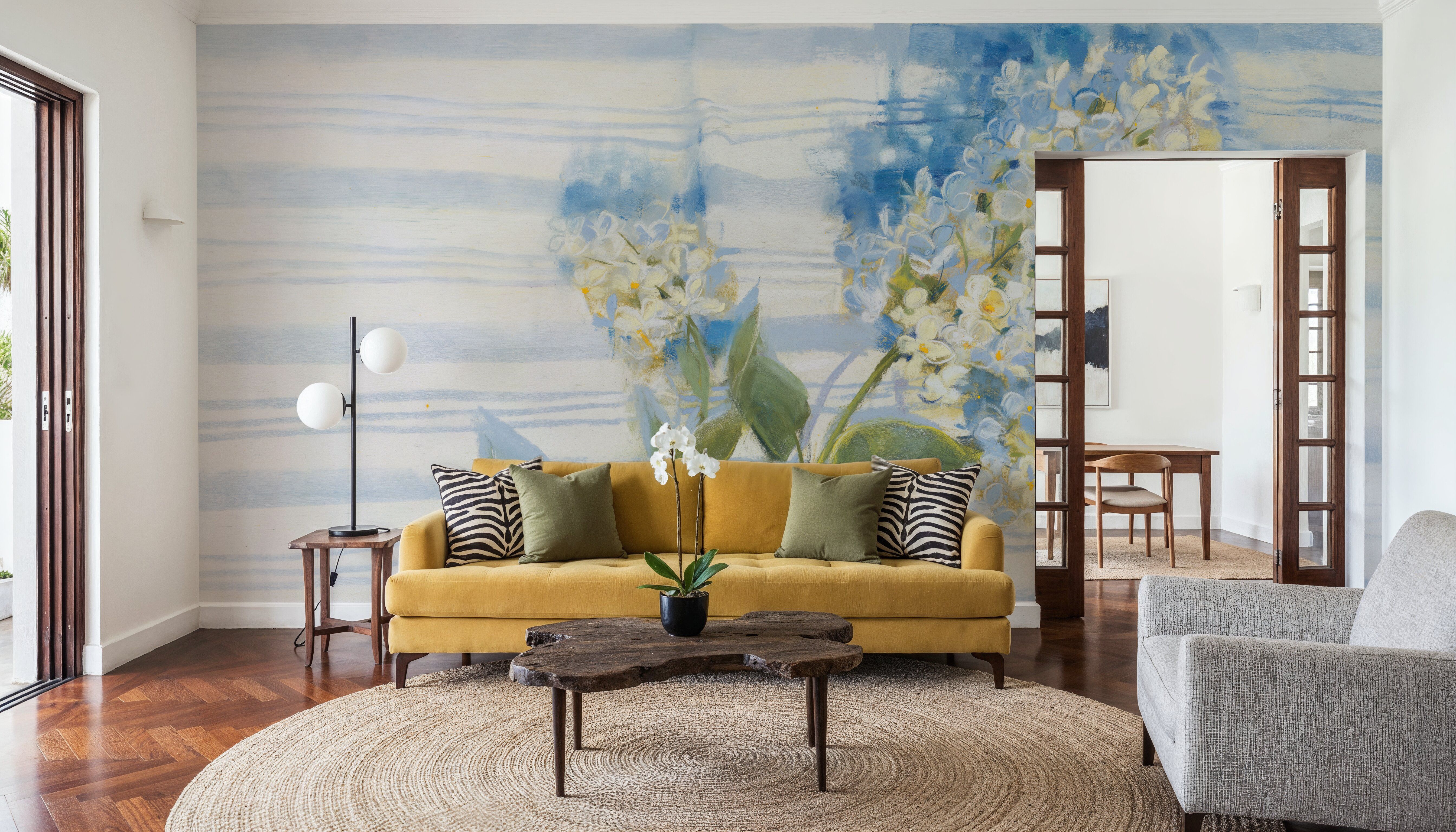 Lilac on Blue Stripe