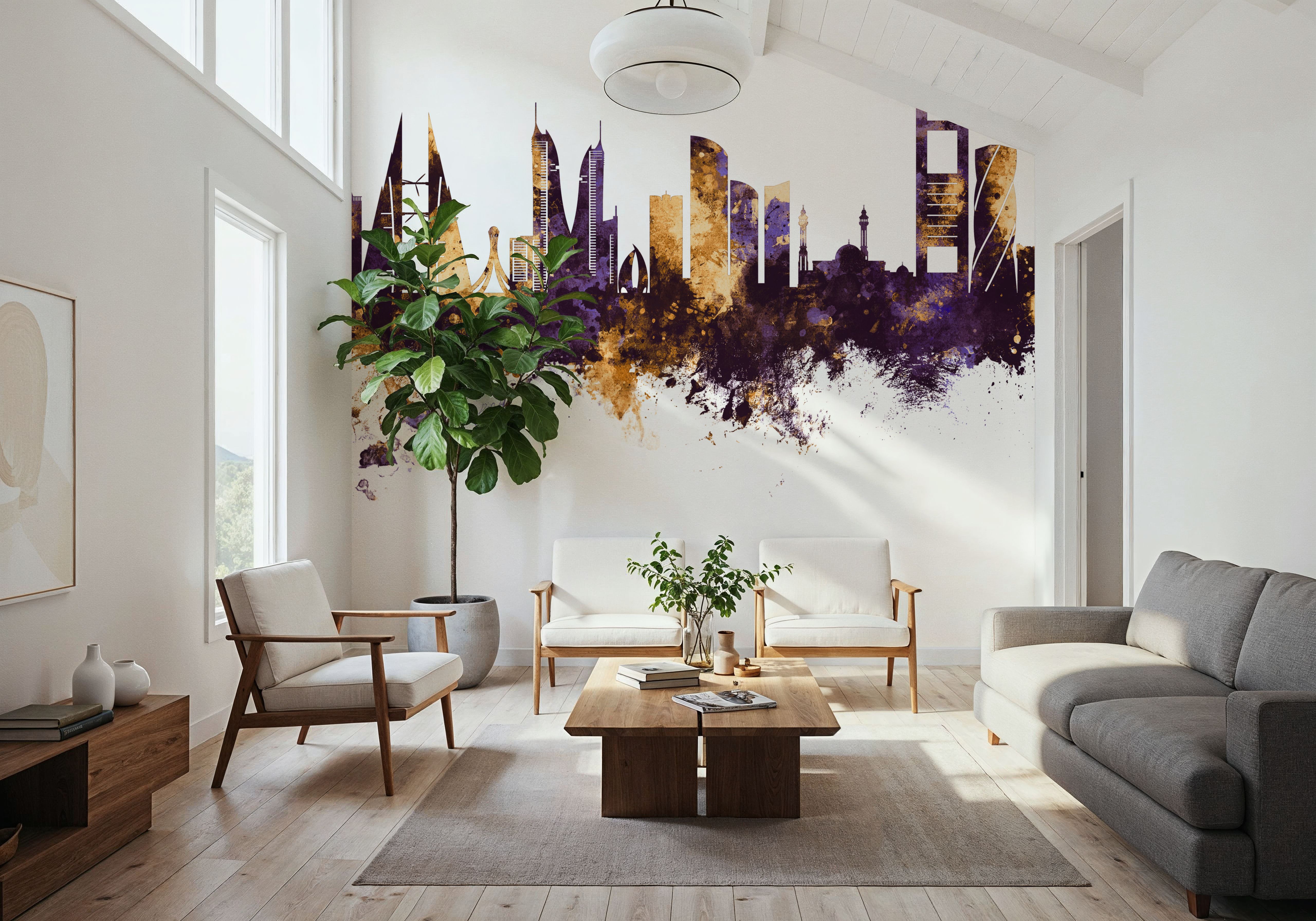 Manama Skyline Purple & Gold