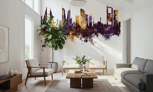 Manama Skyline Purple & Gold