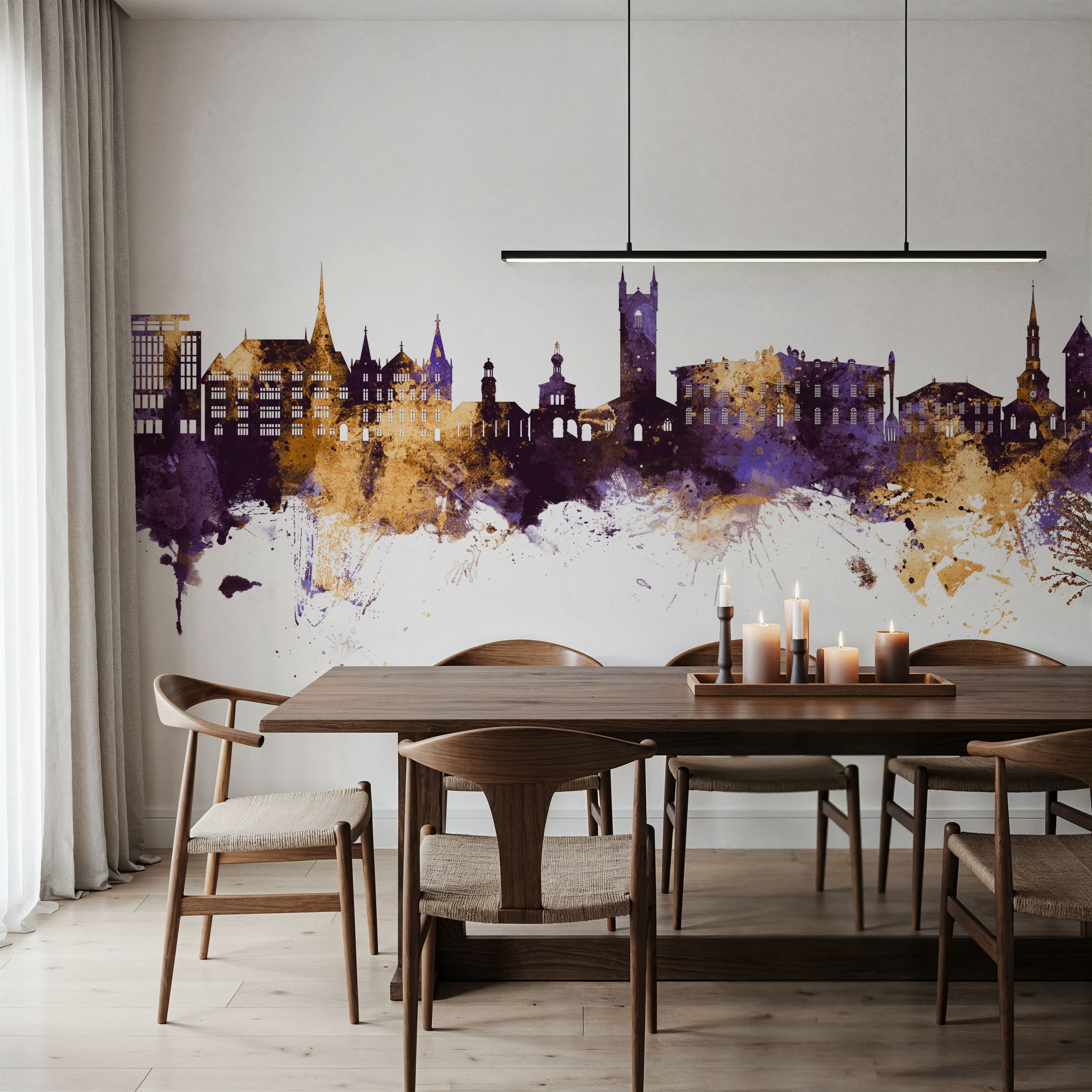 Vevey Switzerland Skyline Purple & Gold