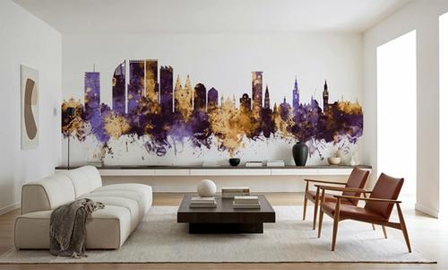 The Hauge Netherlands Skyline Purple & Gold