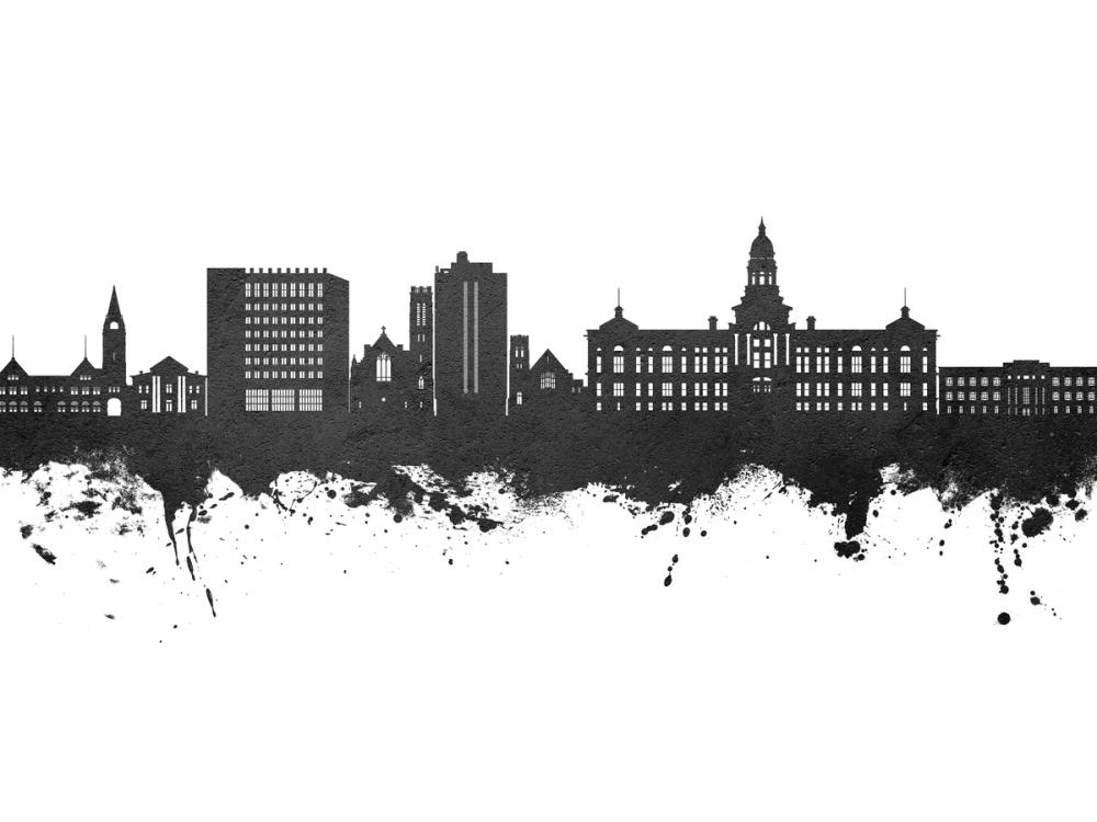 Cheyenne Wyoming Skyline Black & White