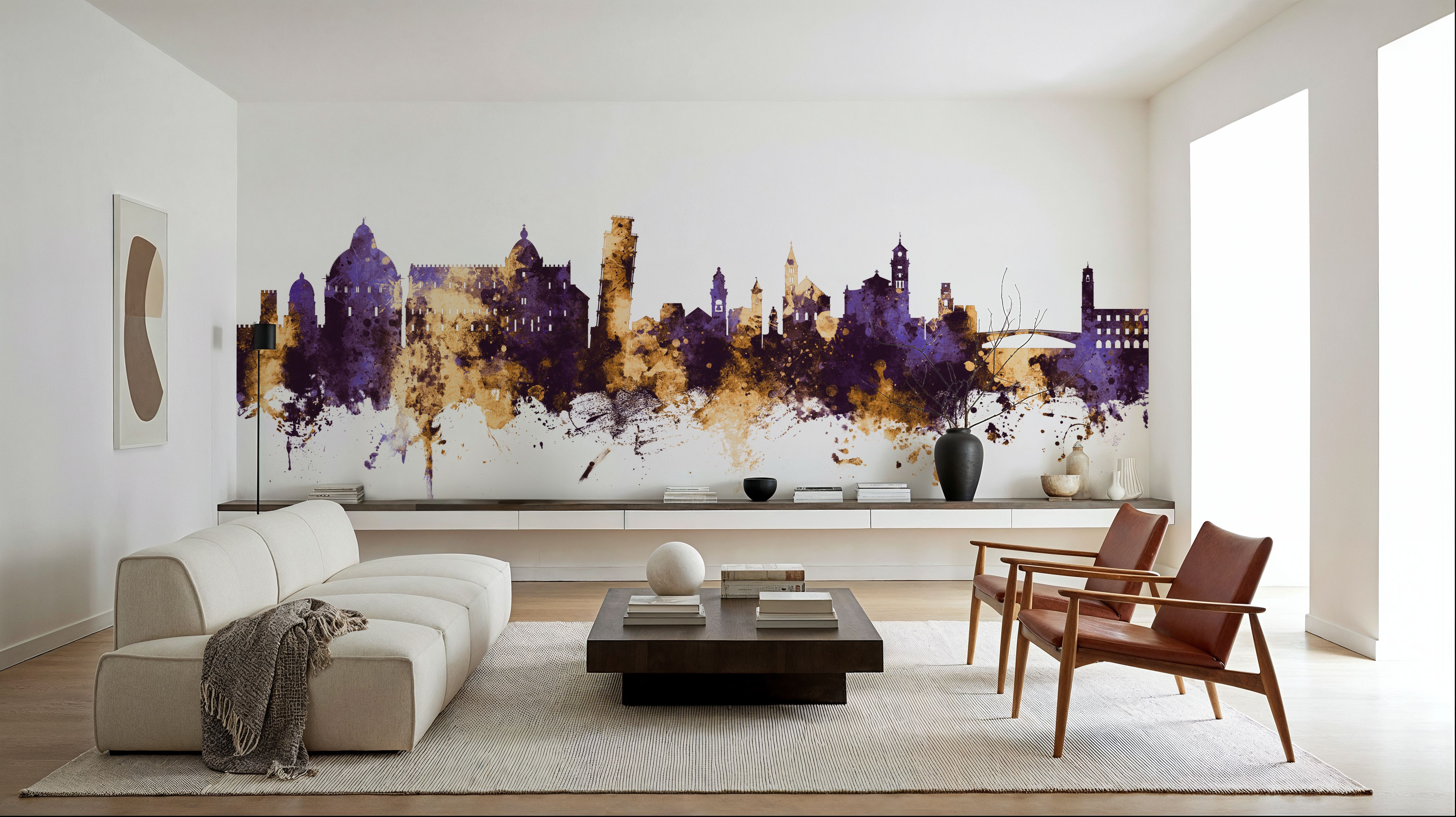 Pisa Italy Skyline Purple & Gold
