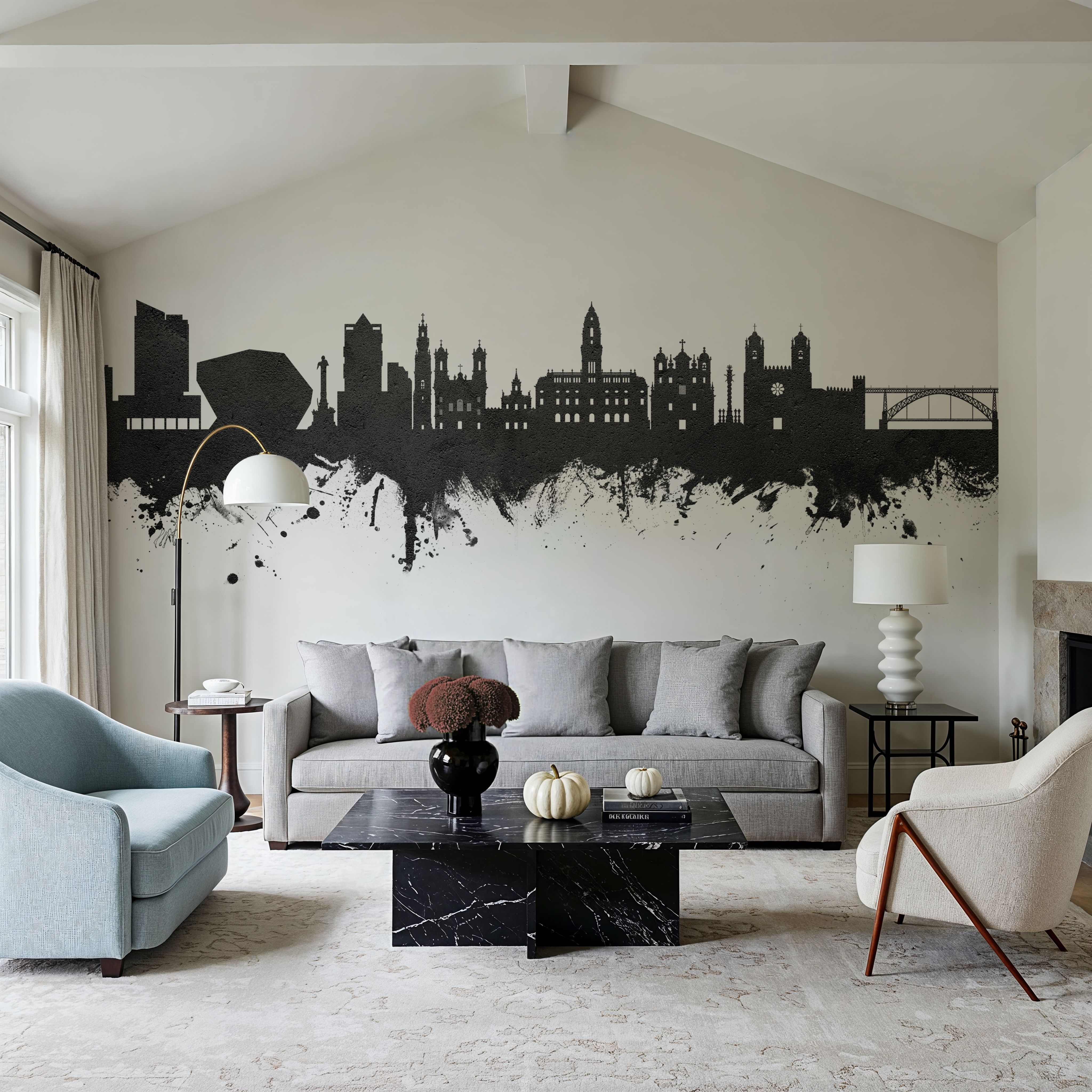 Porto Portugal Skyline Black & White