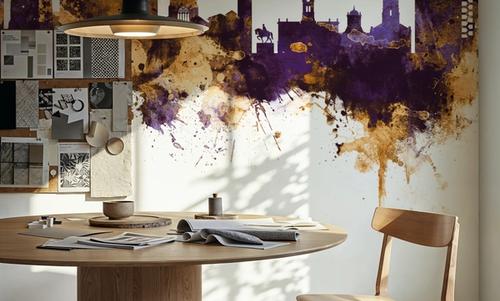 Derby England Skyline Purple & Gold