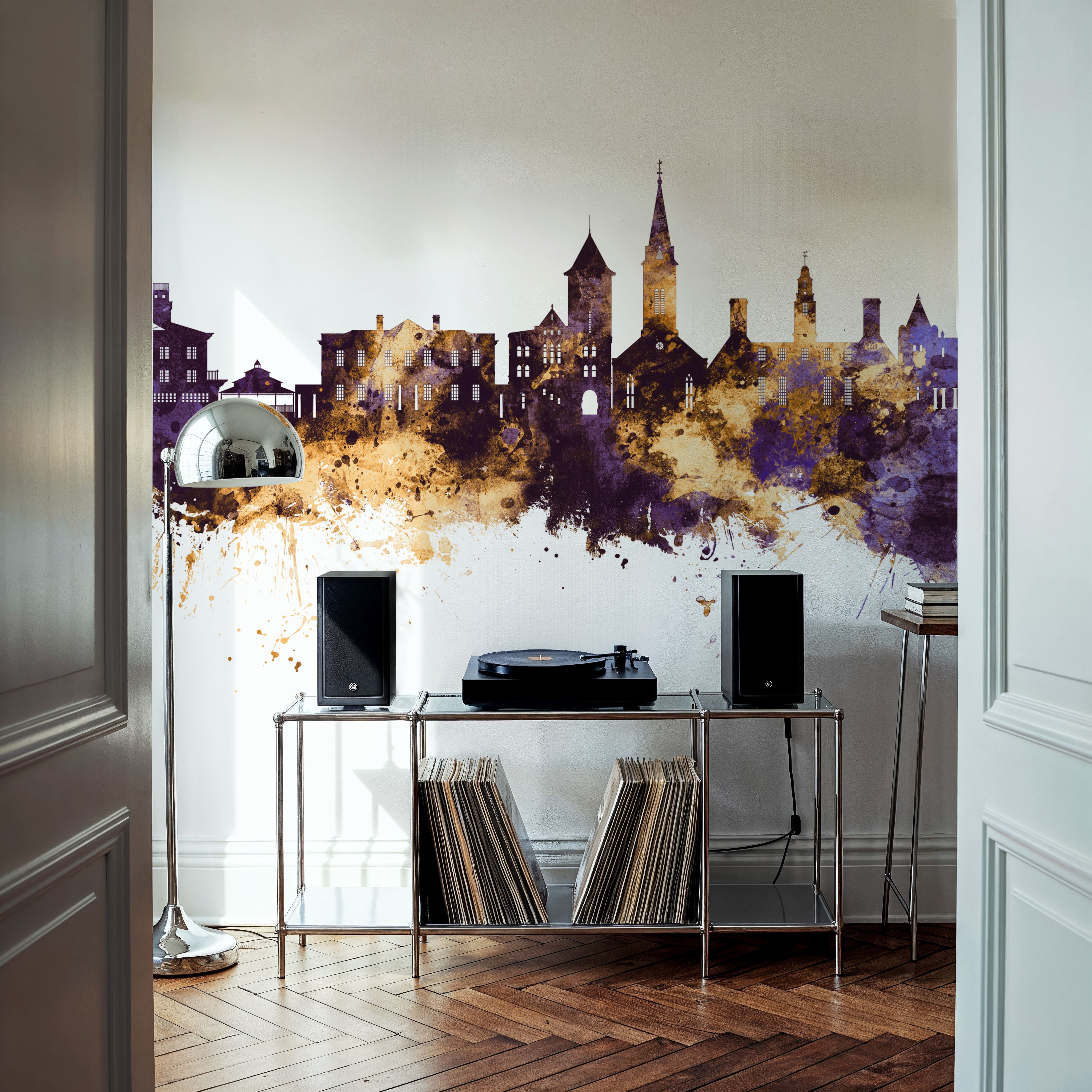 New Bern North Carolina Skyline Purple & Gold