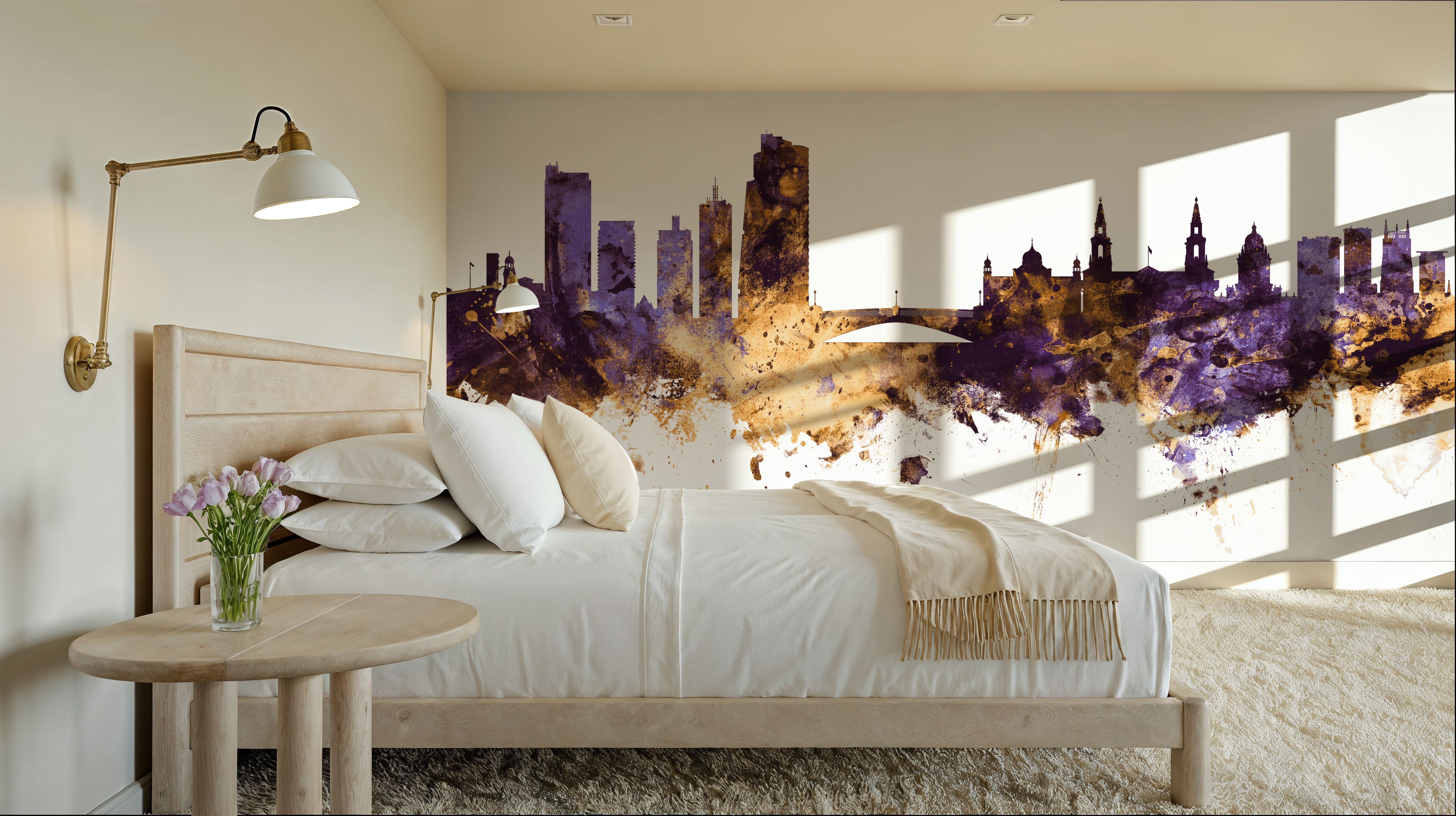 Leeds England Skyline Purple & Gold