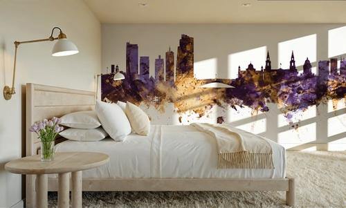 Leeds England Skyline Purple & Gold