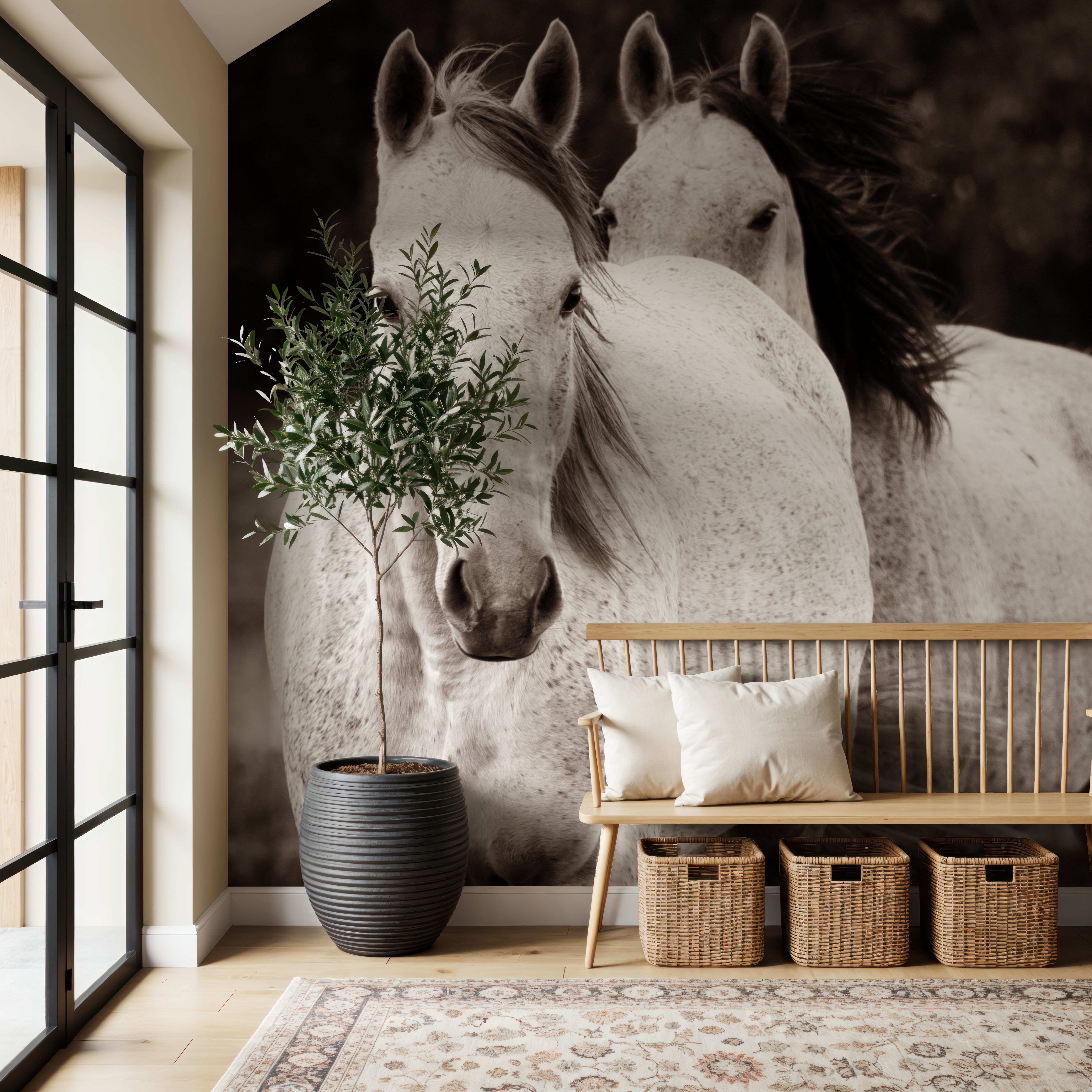 Two Wild Horses Sepia