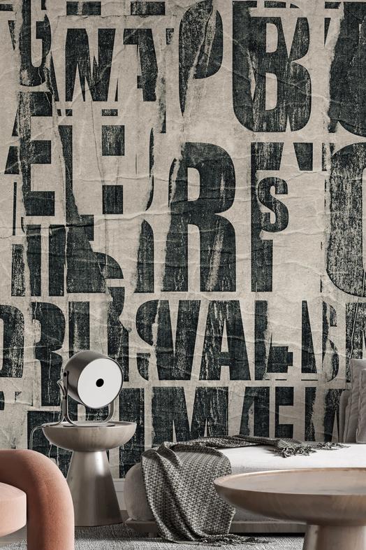 Letterpress Vintage Newspaper Collage, Black