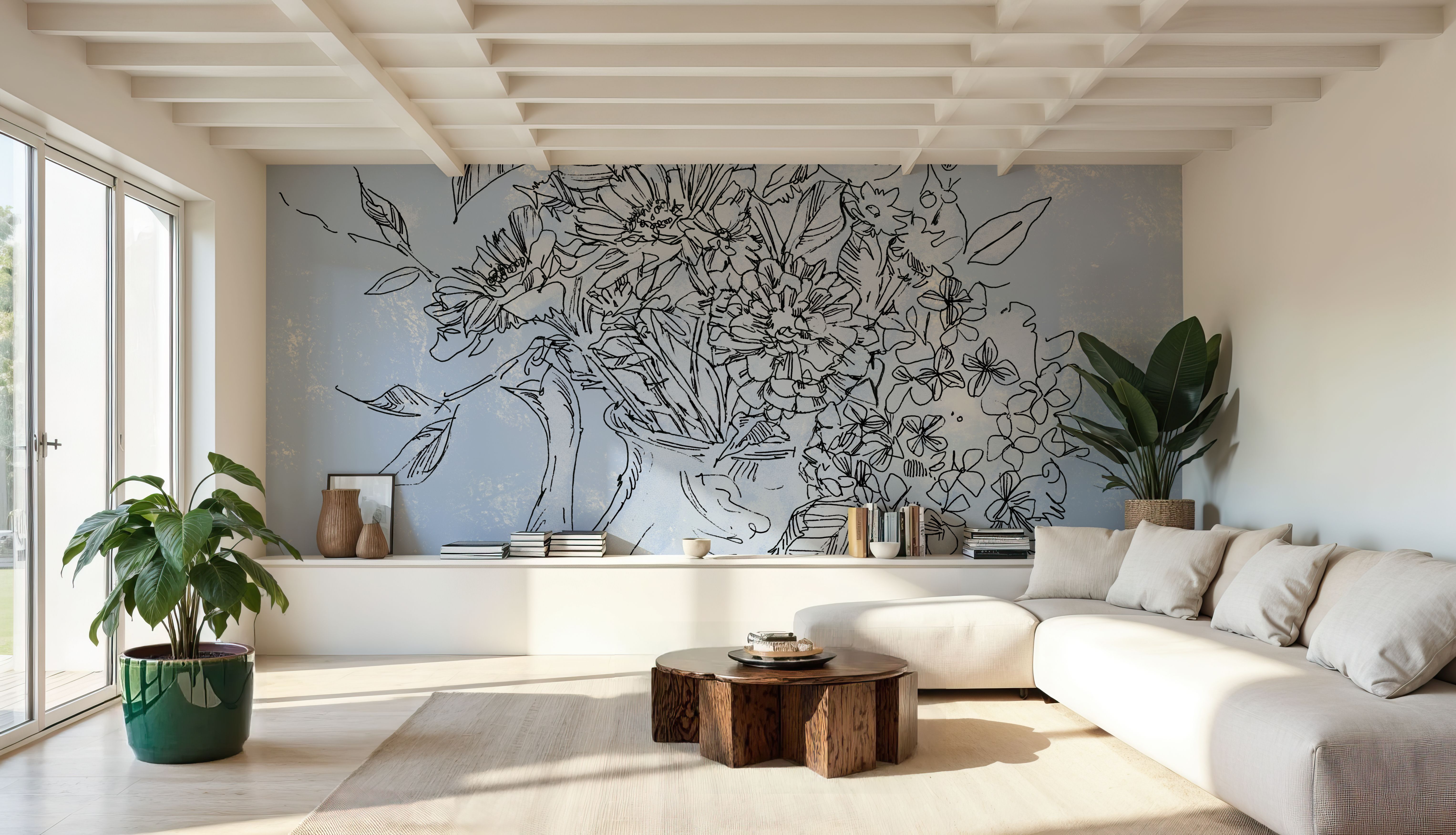 Bouquet in Pitcher Sketch