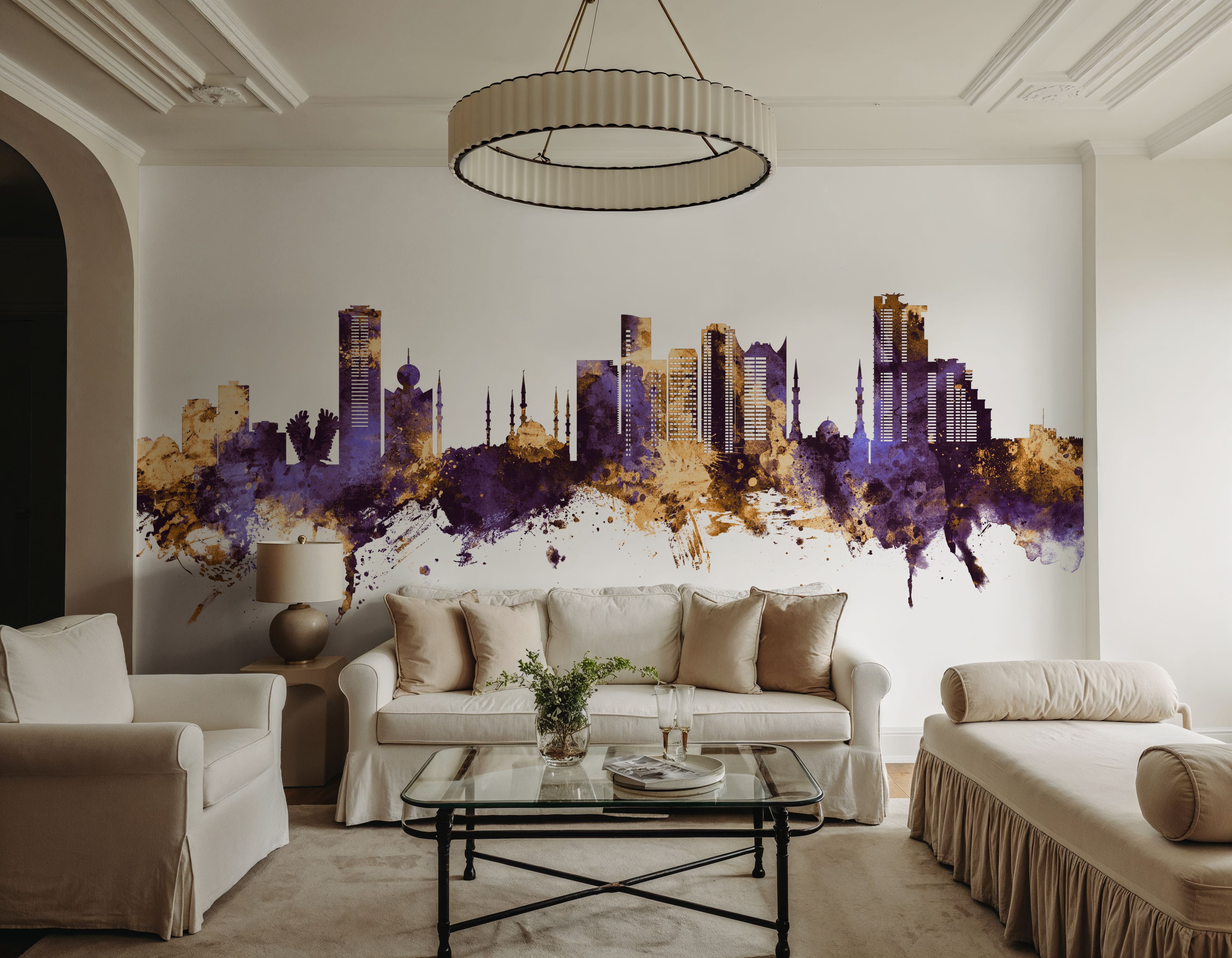 Fujairah Skyline Purple & Gold