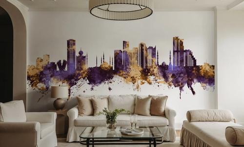 Fujairah Skyline Purple & Gold