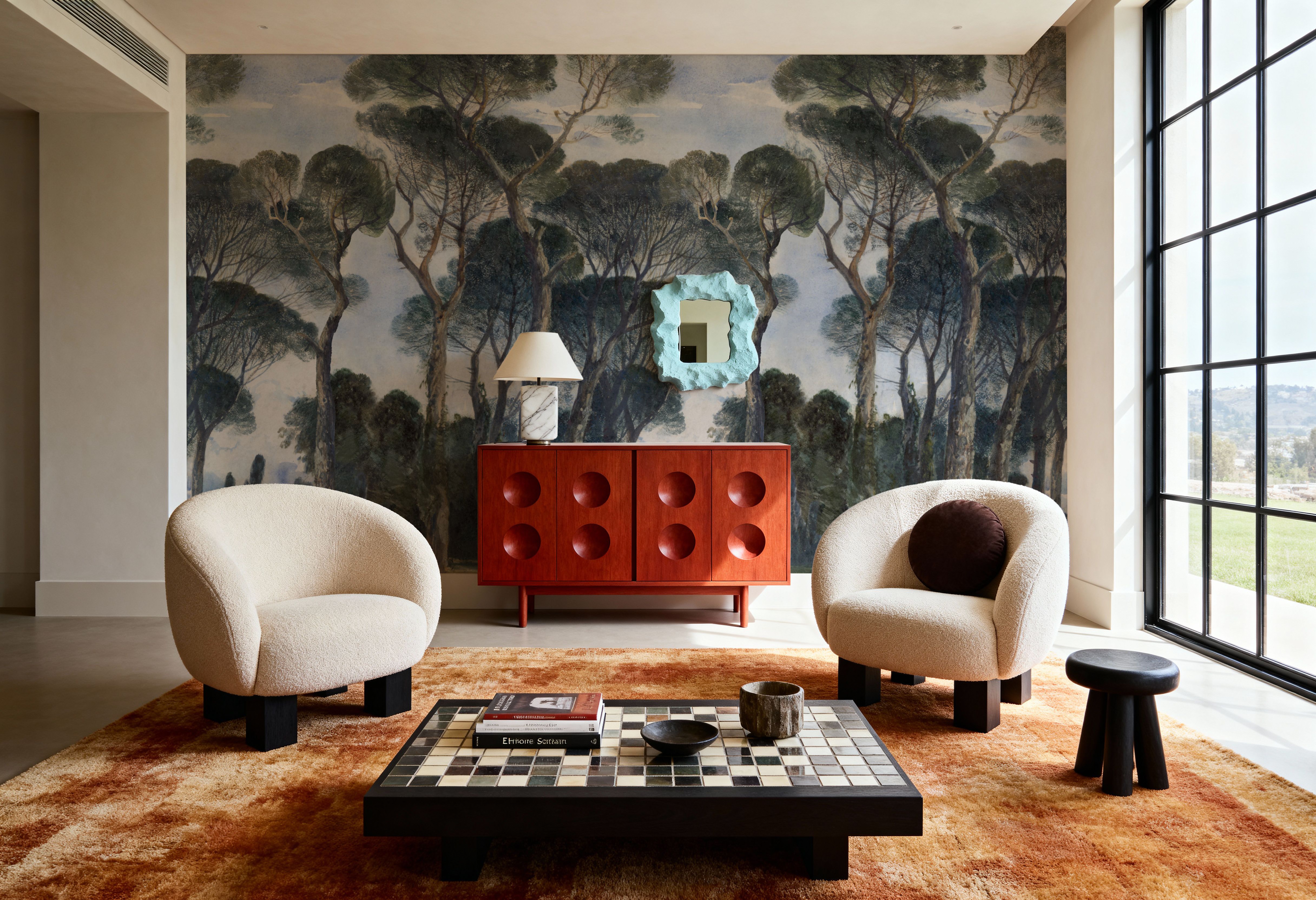 Umbrella Pines Landscape, Vintage, Tapeten