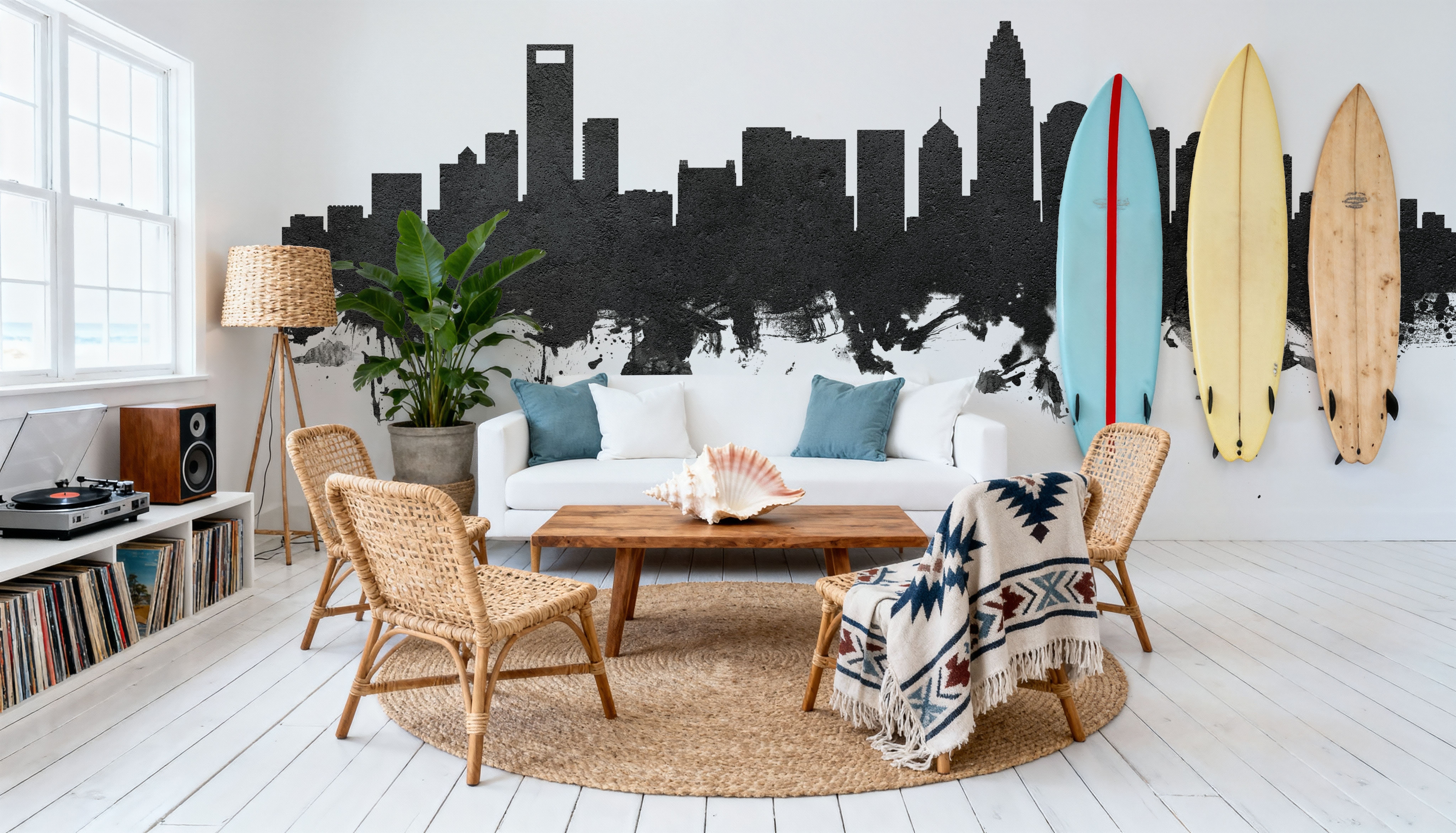 Charlotte North Carolina Skyline Black & White