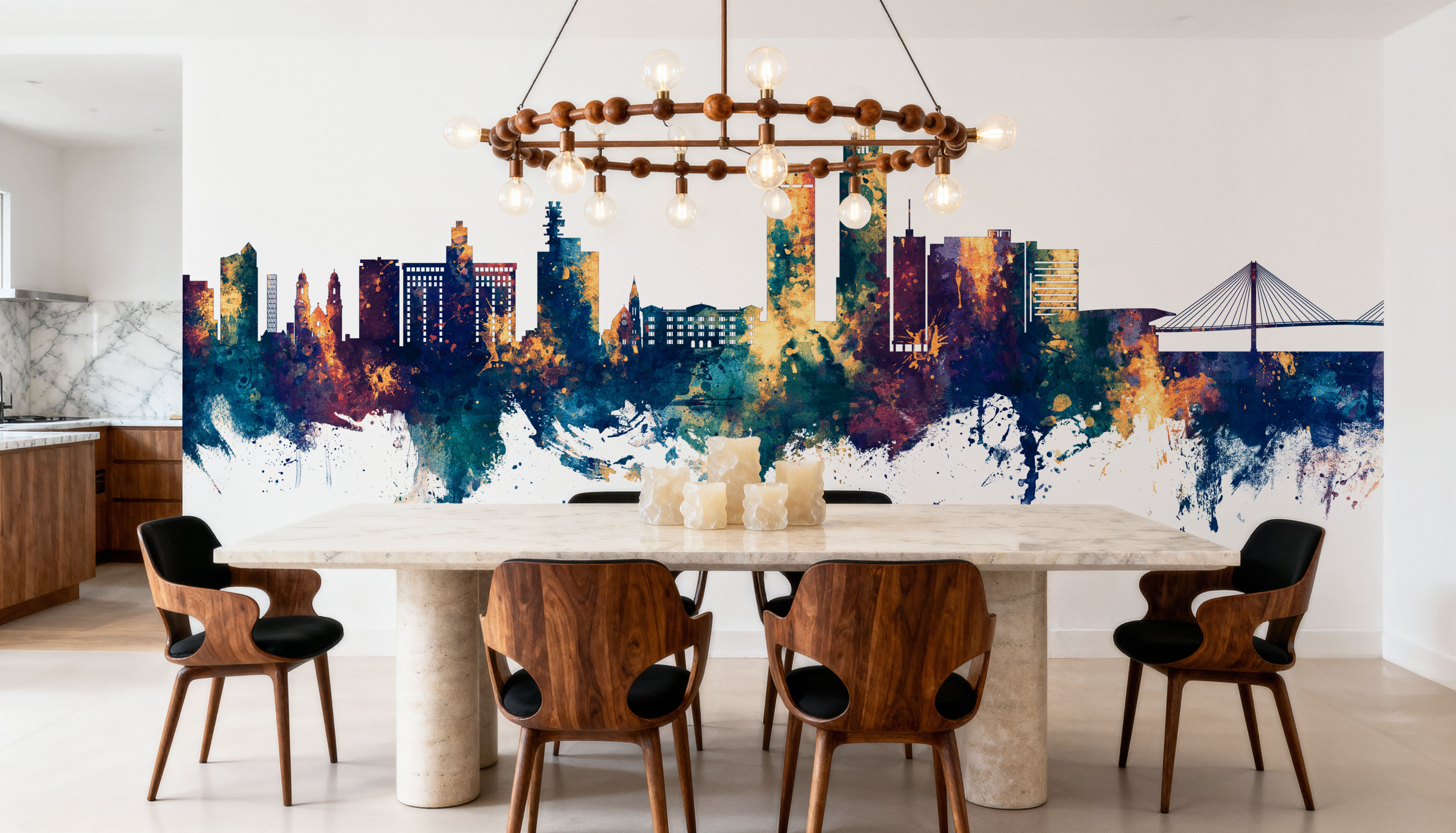 Omaha Nebraska Skyline Blue & Bronze