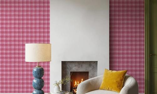 Stripy Gingham, Raspberry