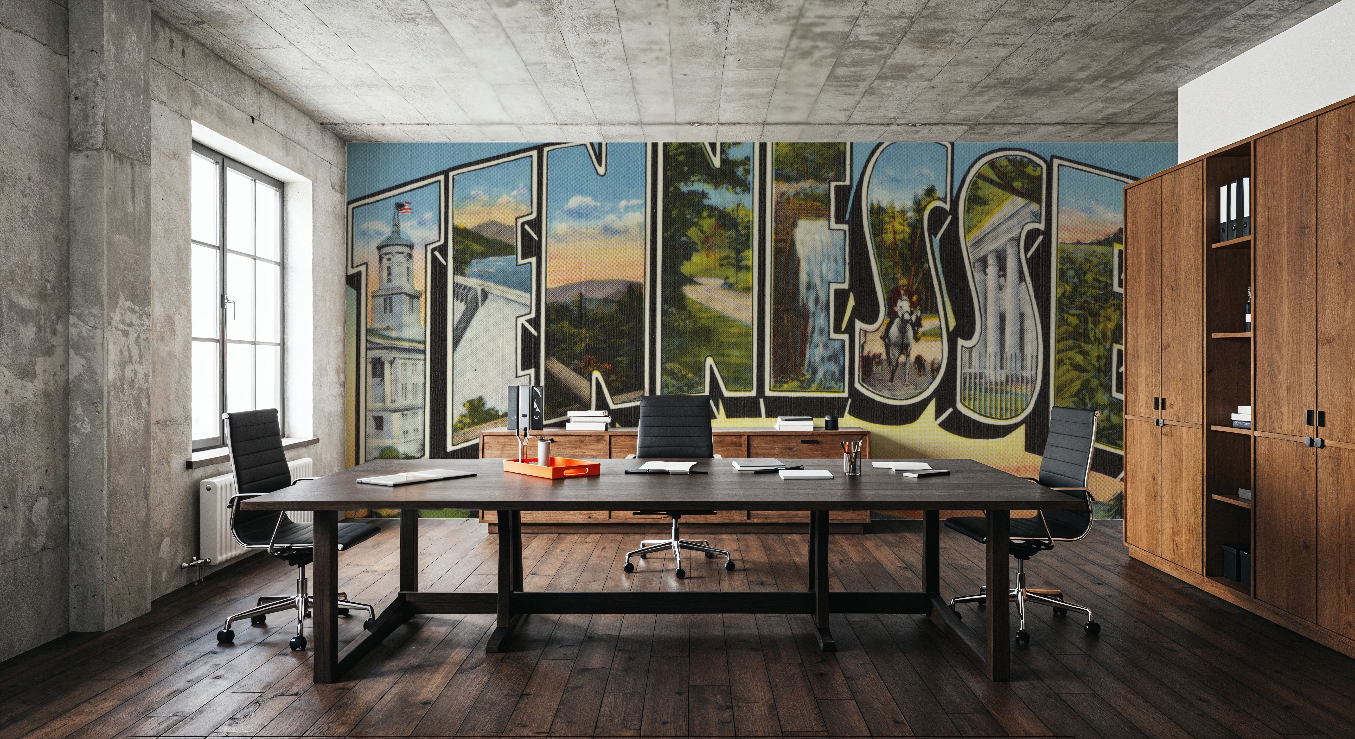 Greetings from Tennessee Landscape - Screenprint Postcard, Wallpaper