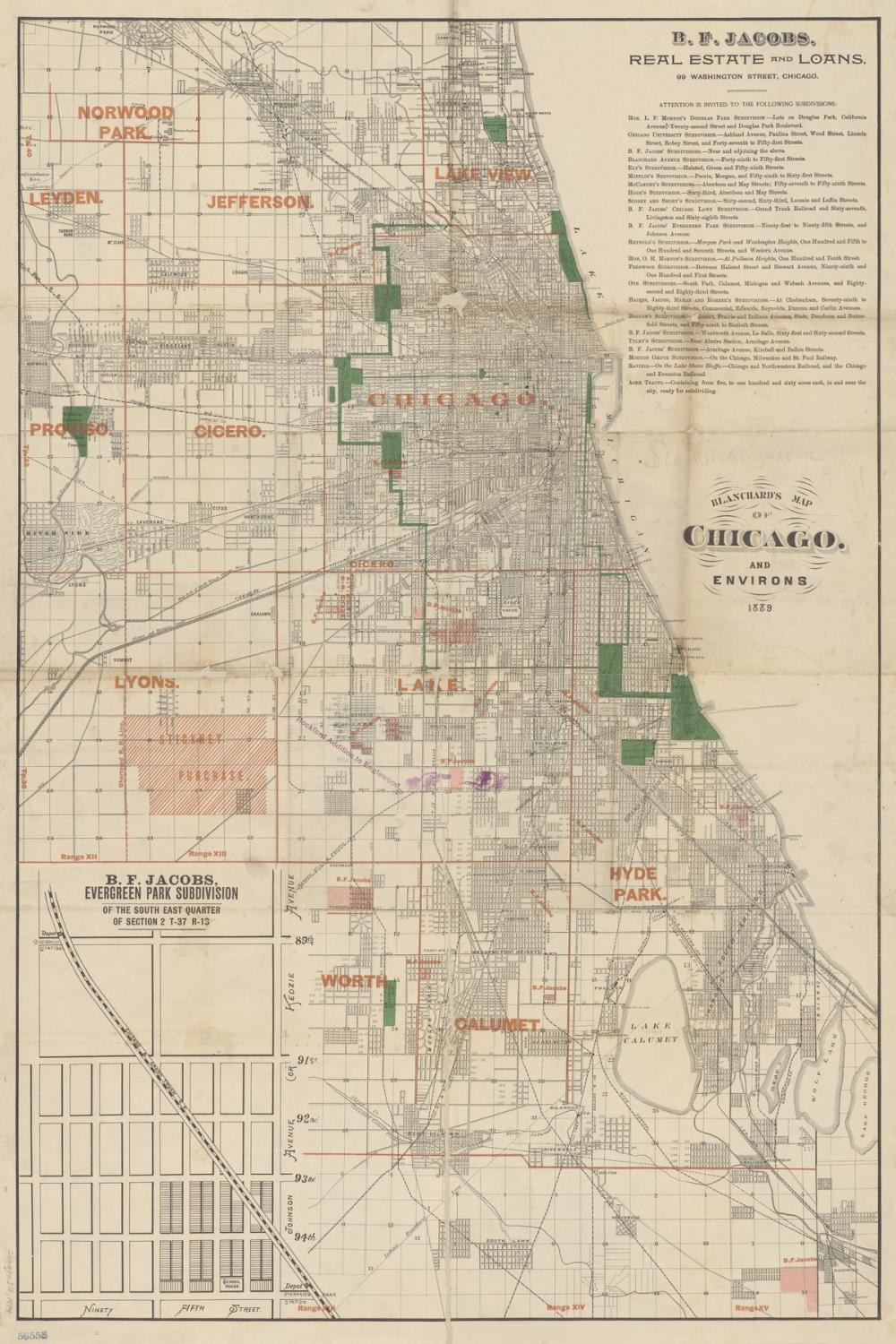 Chicago 1889 Map