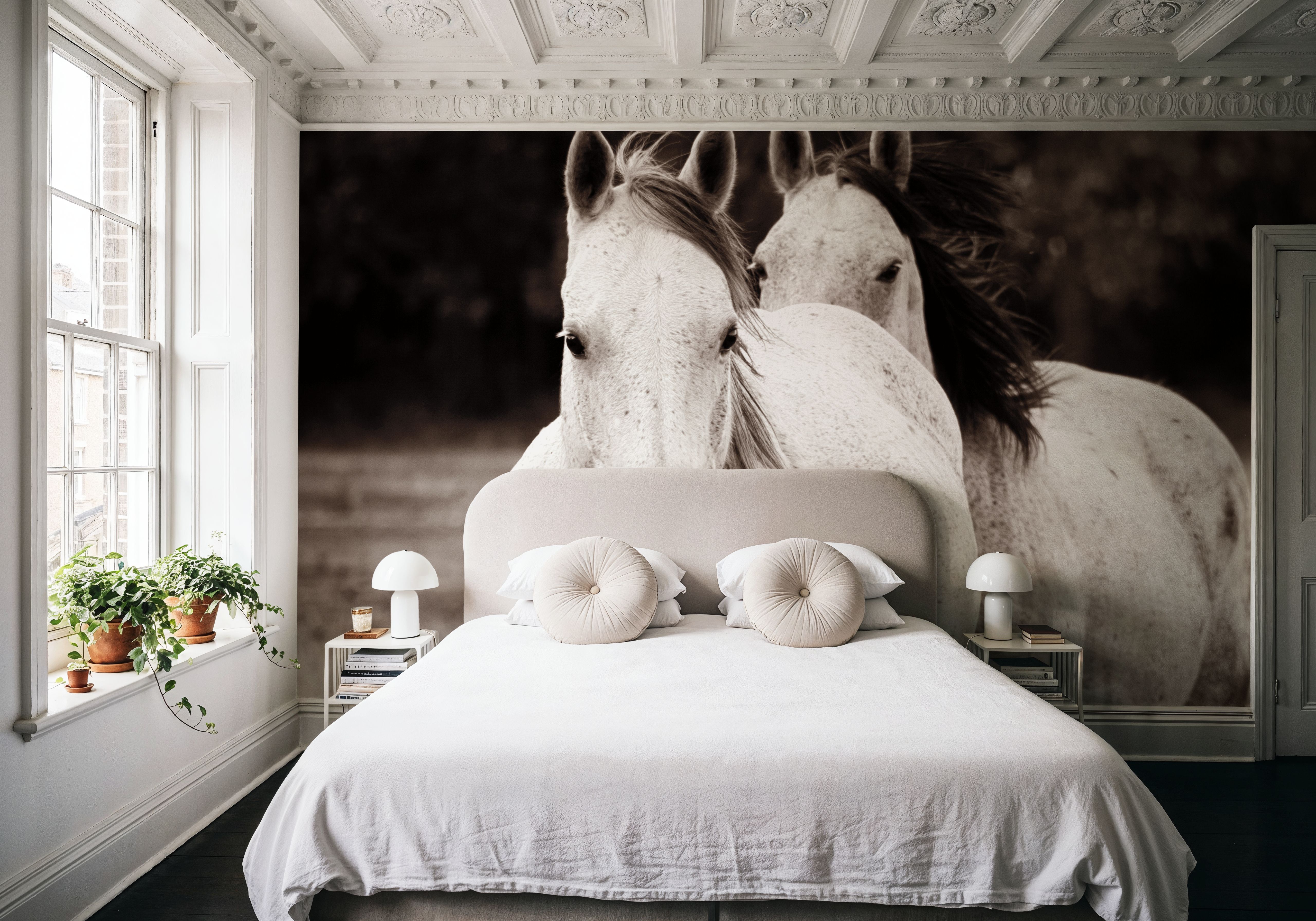 Two Wild Horses Sepia
