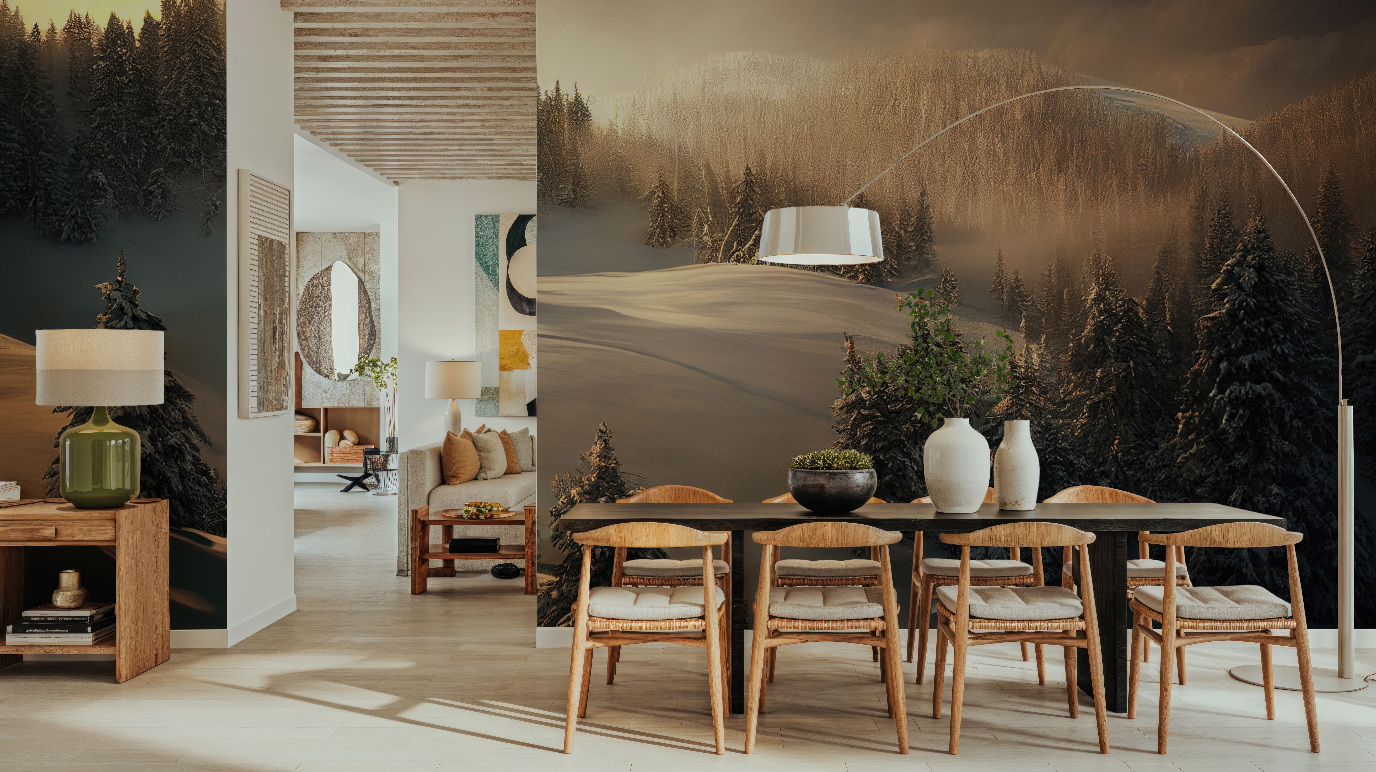 Snow Sunset Illustration, Wallpaper