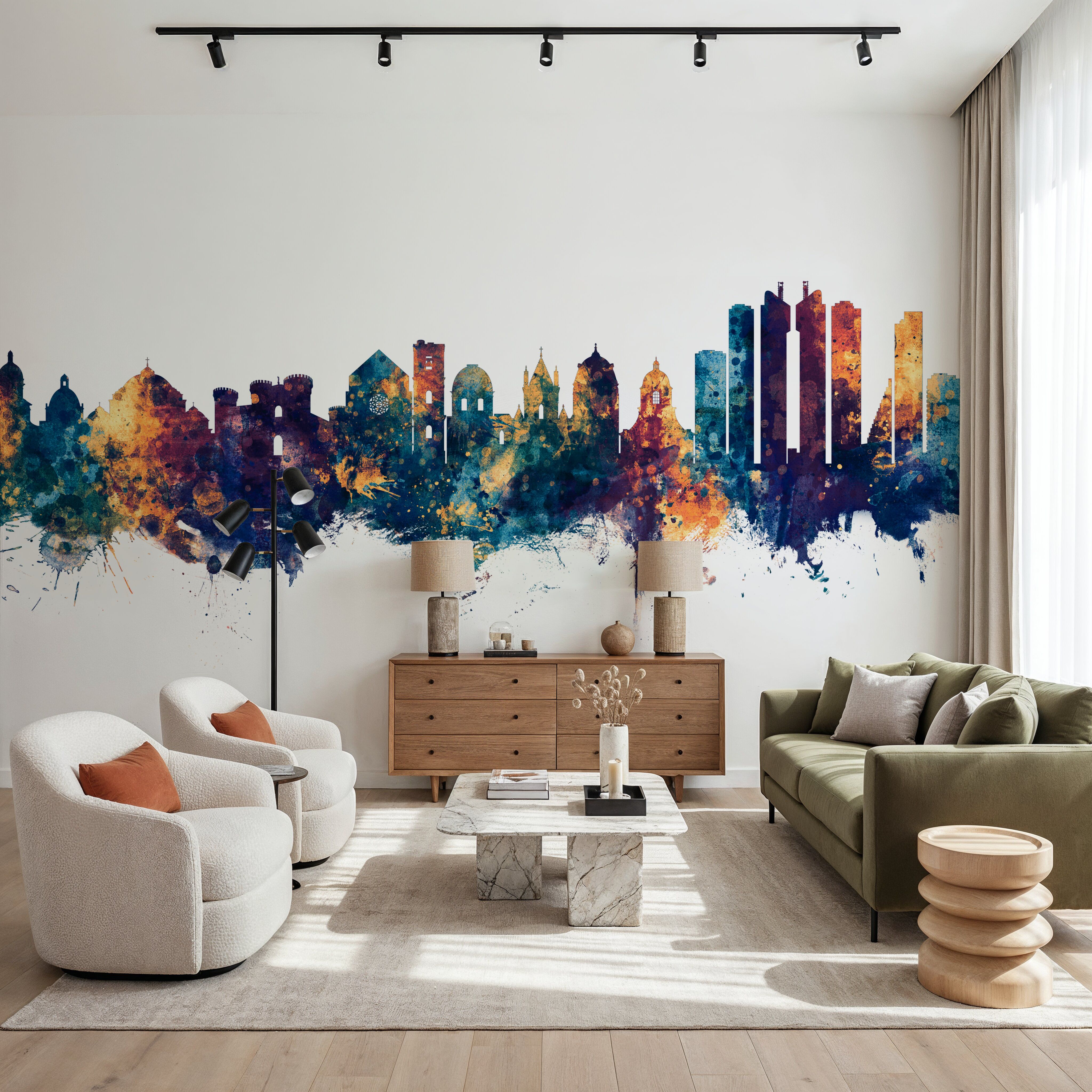 Naples Italy Skyline Blue & Bronze