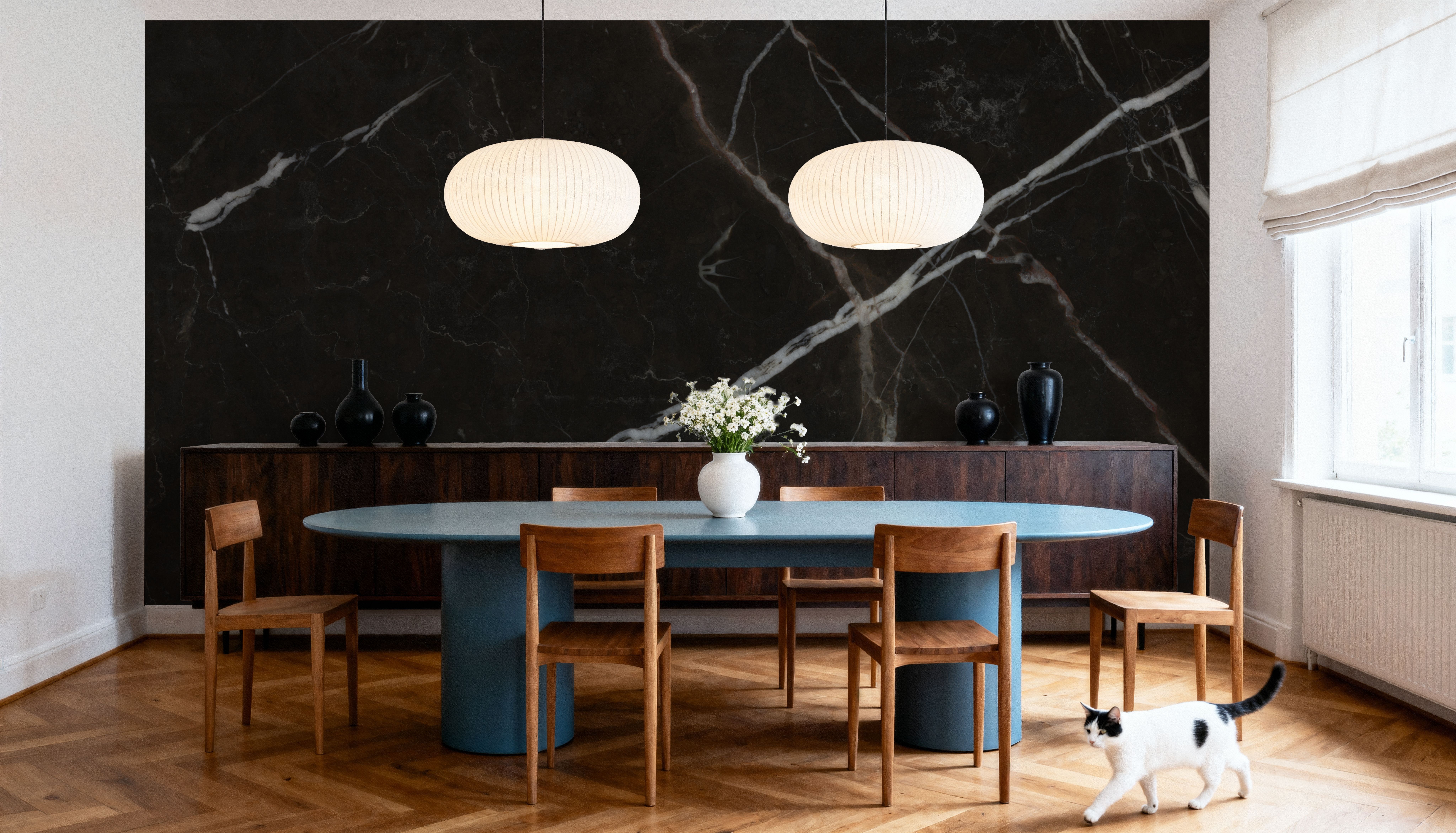 Nero Marquina Marble, Wallpaper