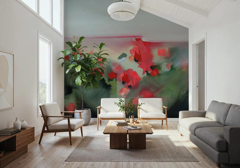 Poppies wallpaper mural 100% PVC-free and non-toxic