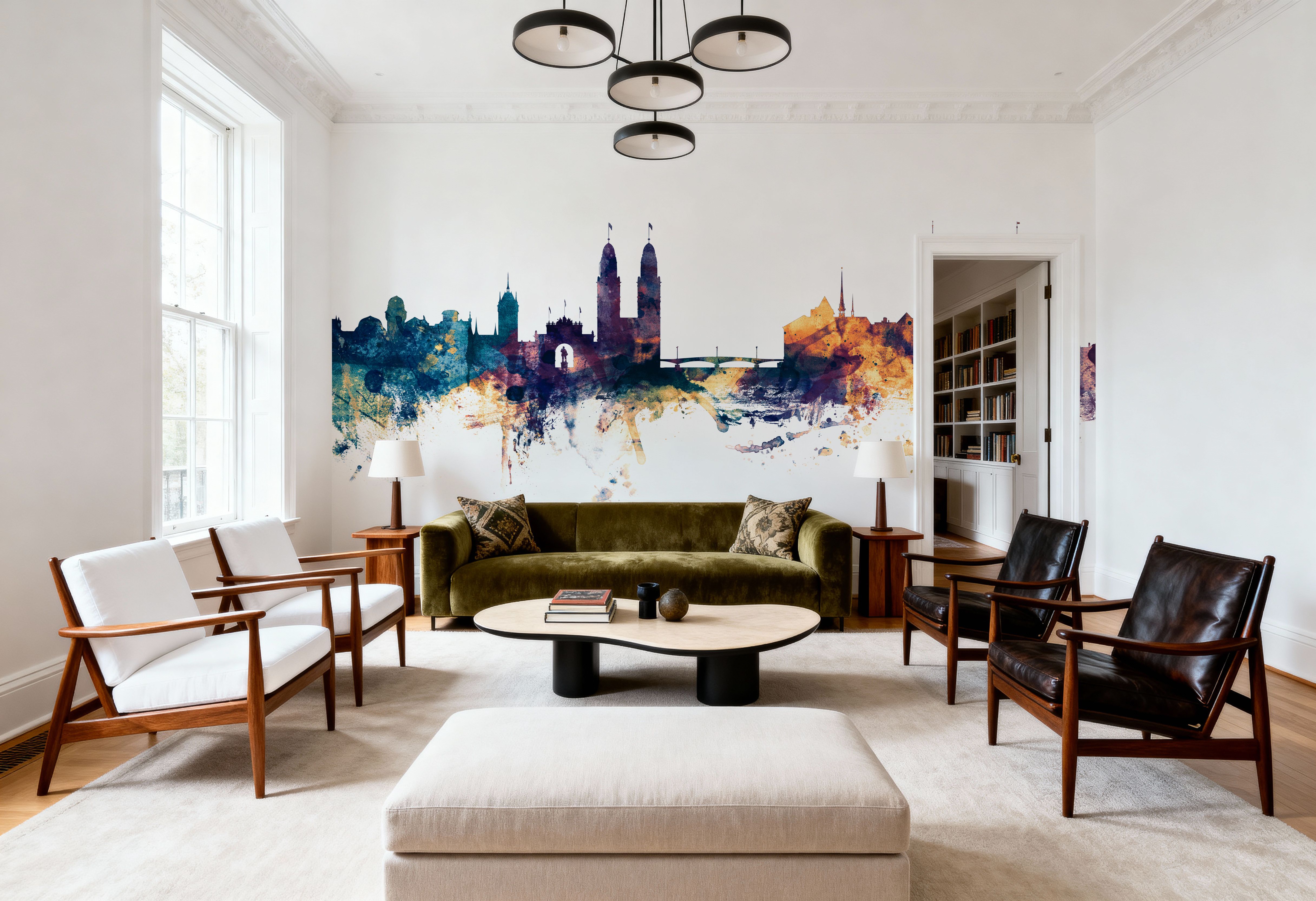 Zurich Switzerland Skyline Blue & Bronze