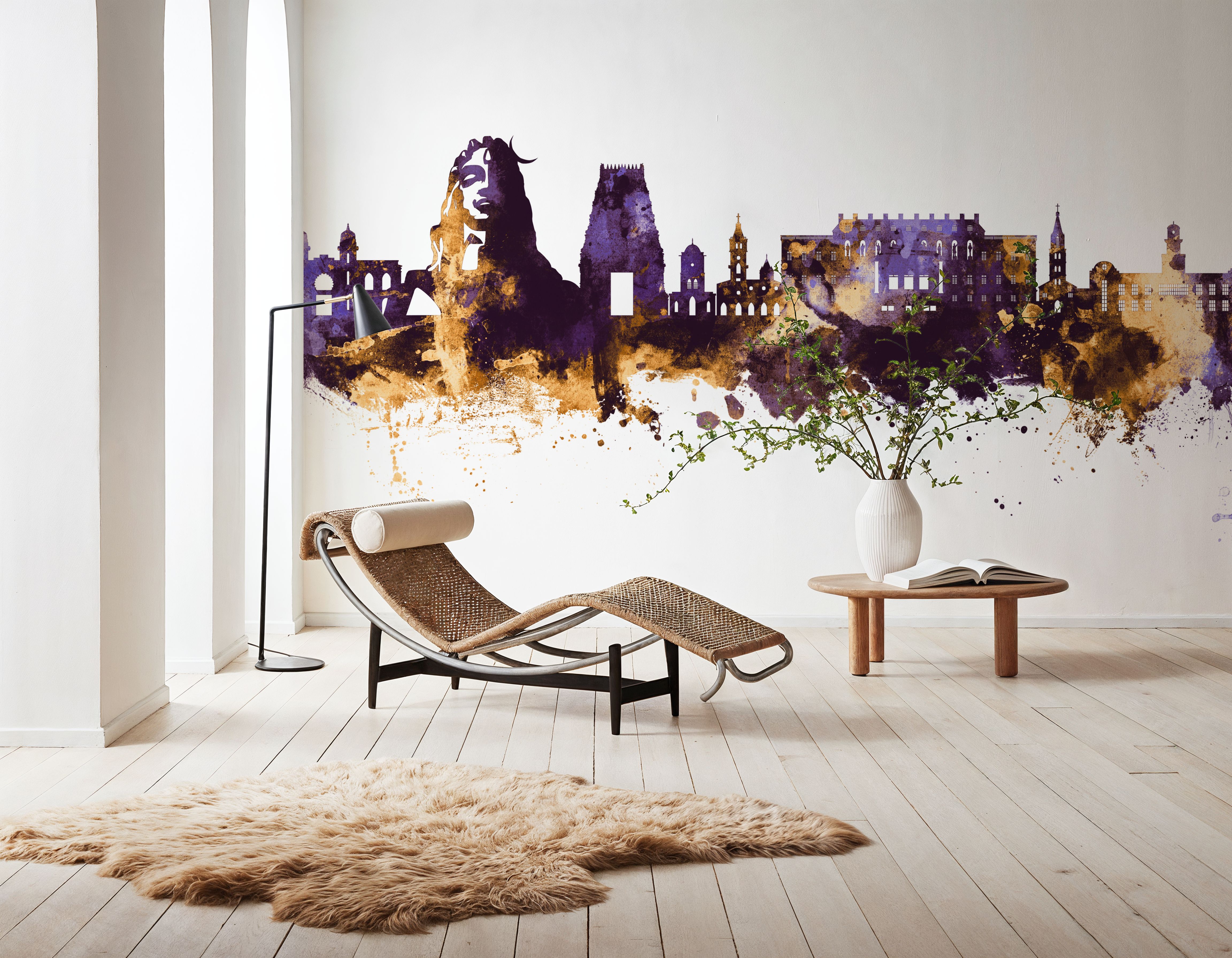 Coimbatore India Skyline Purple & Gold