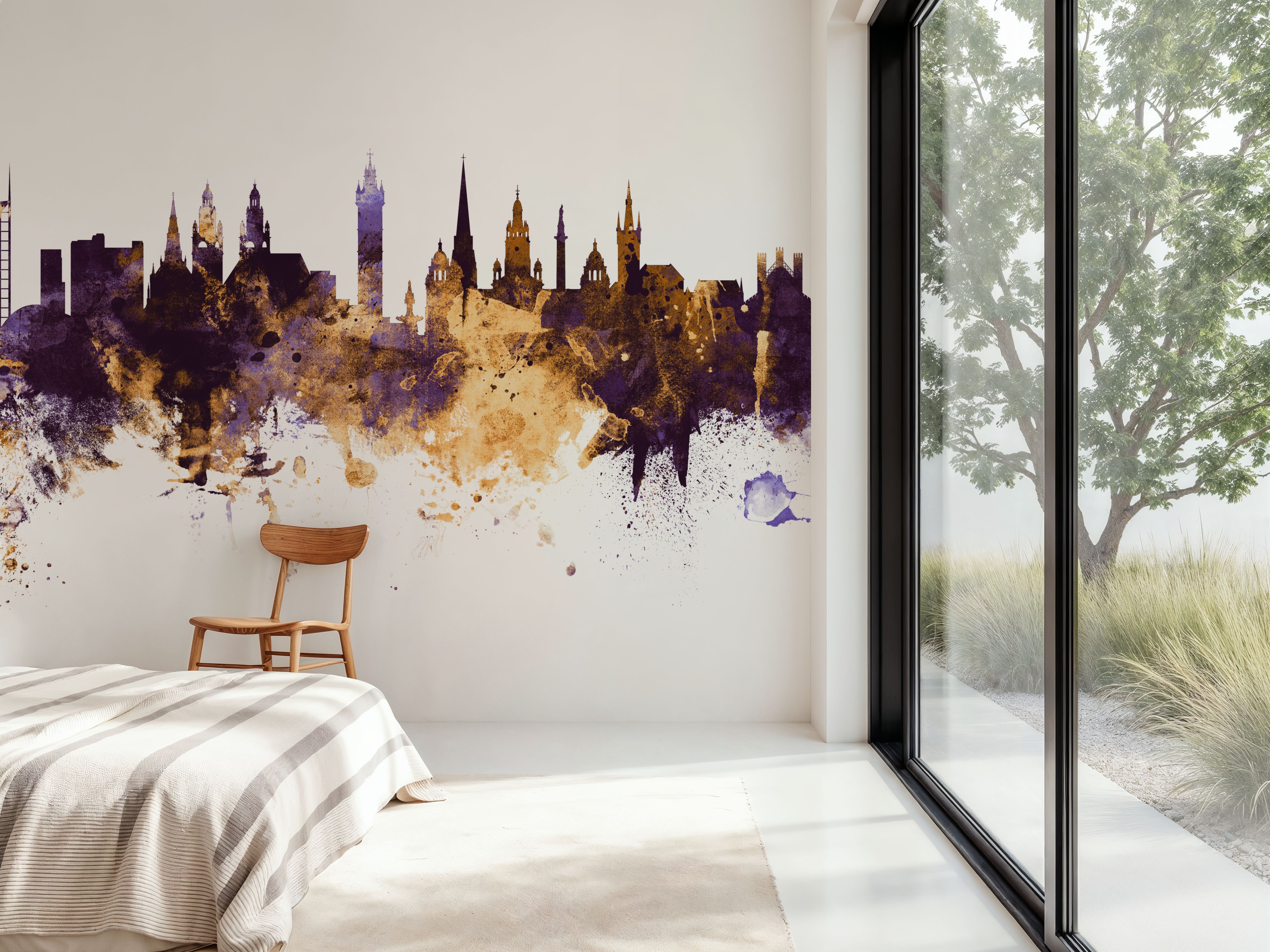 Glasgow Scotland Skyline Purple & Gold