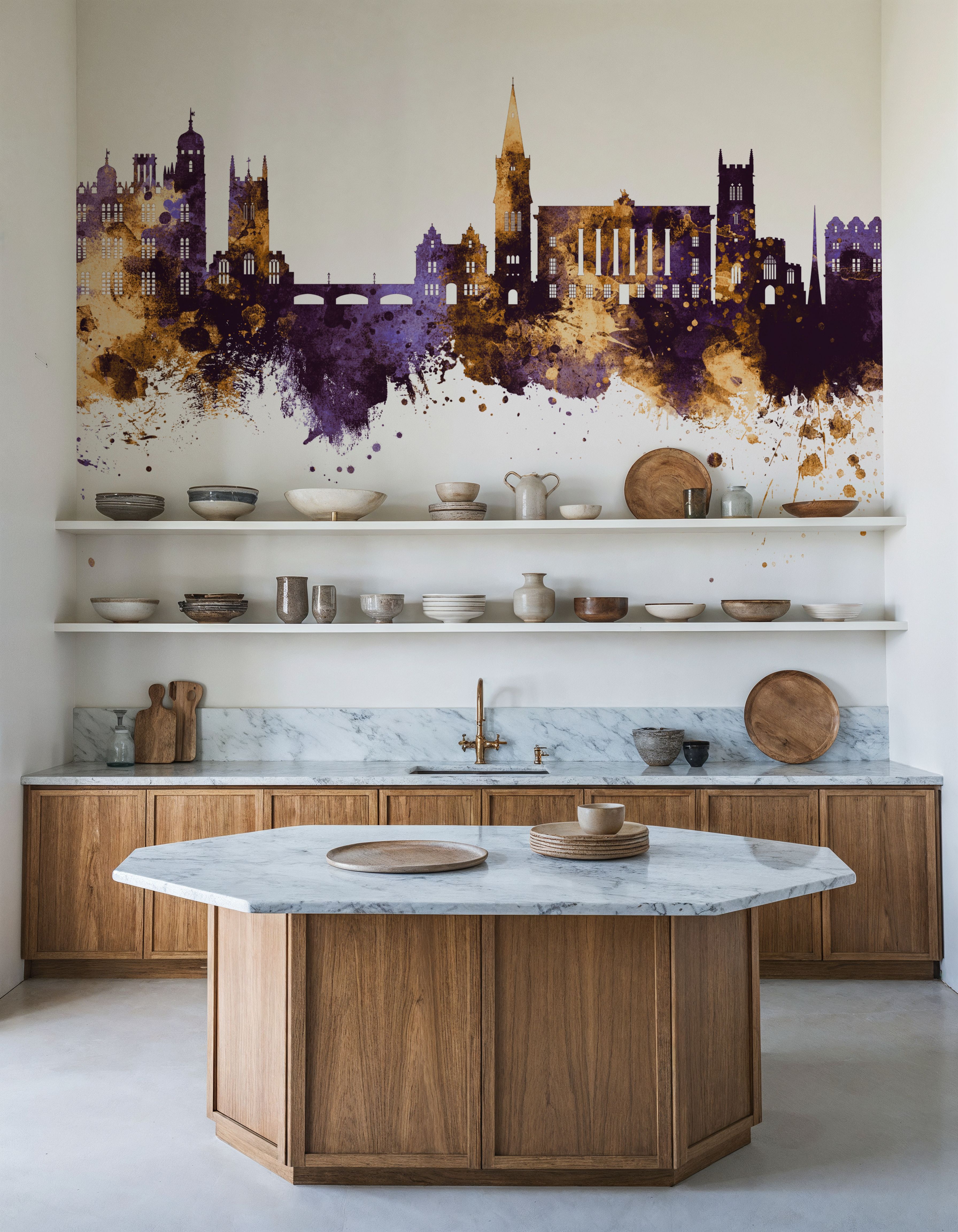 Stamford England Skyline Purple & Gold